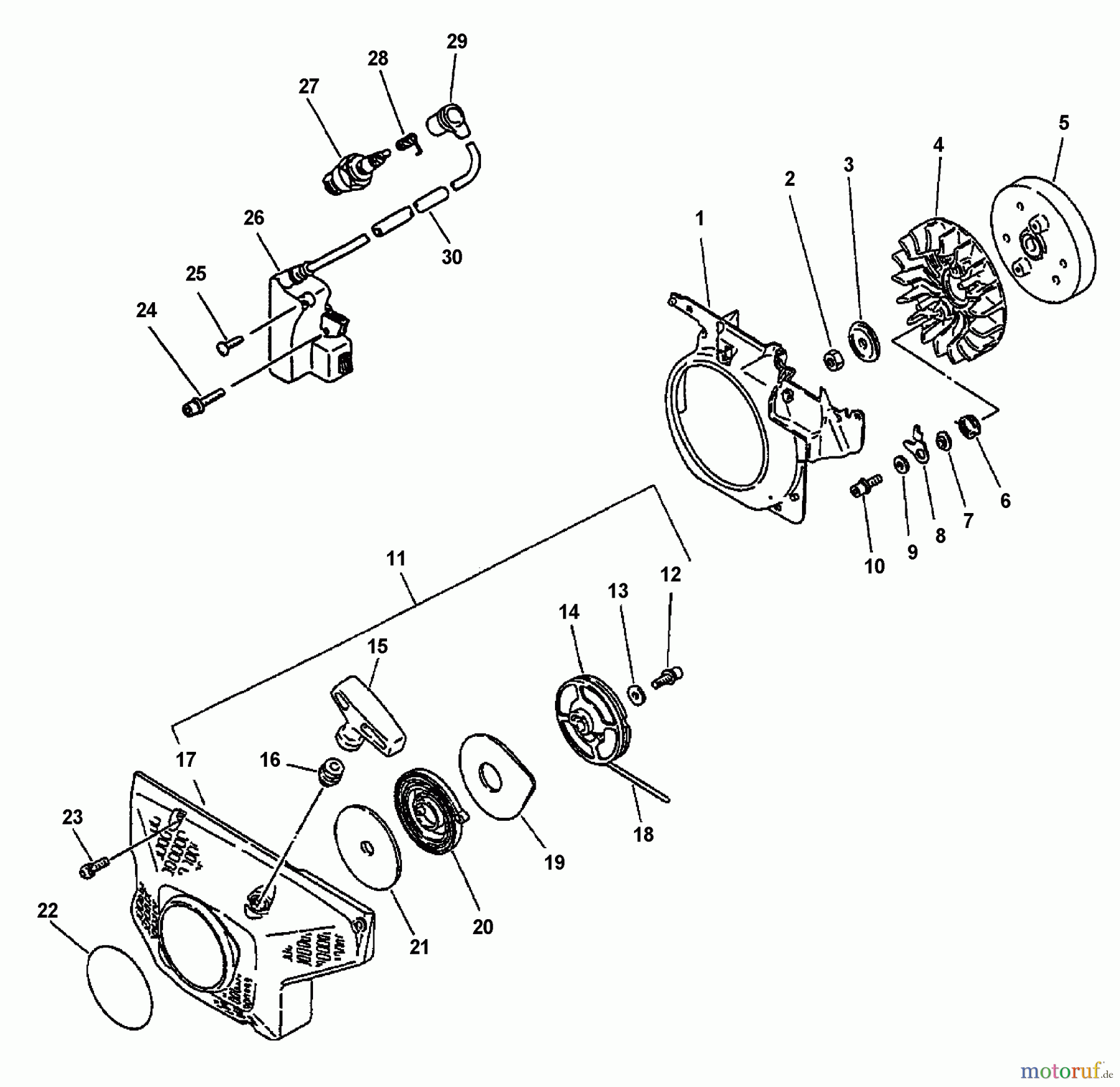  Echo Sägen, Kettensägen CS-6700 - Echo Chainsaw (Type 1E) Ignition, Starter Asy.