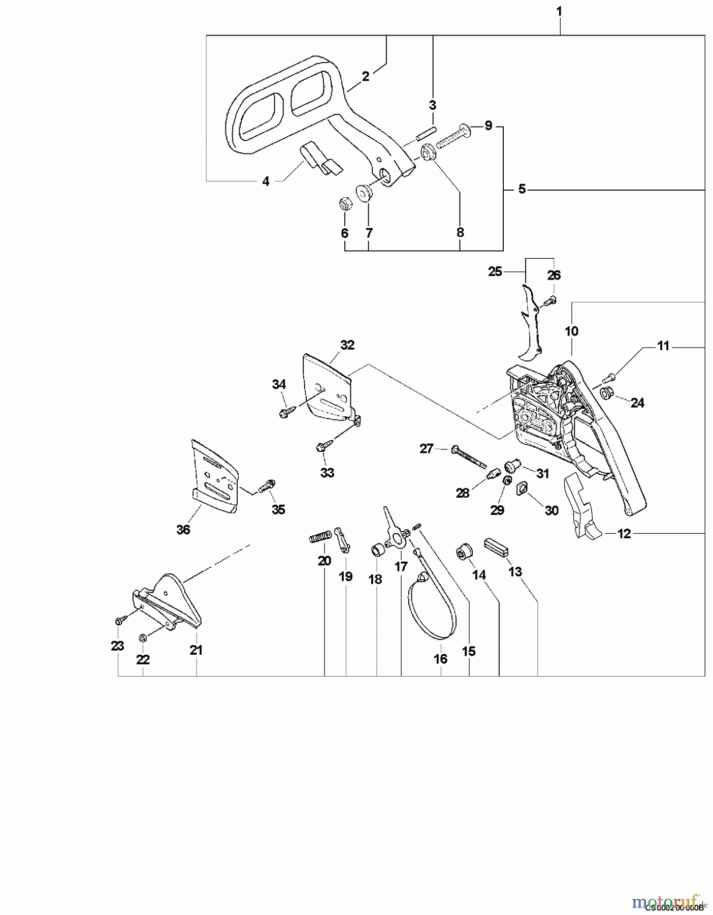 Echo Sägen, Kettensägen CS-680 - Echo Chainsaw, S/N: C03203001001 - C03203999999 Chain Brake Asssembly
