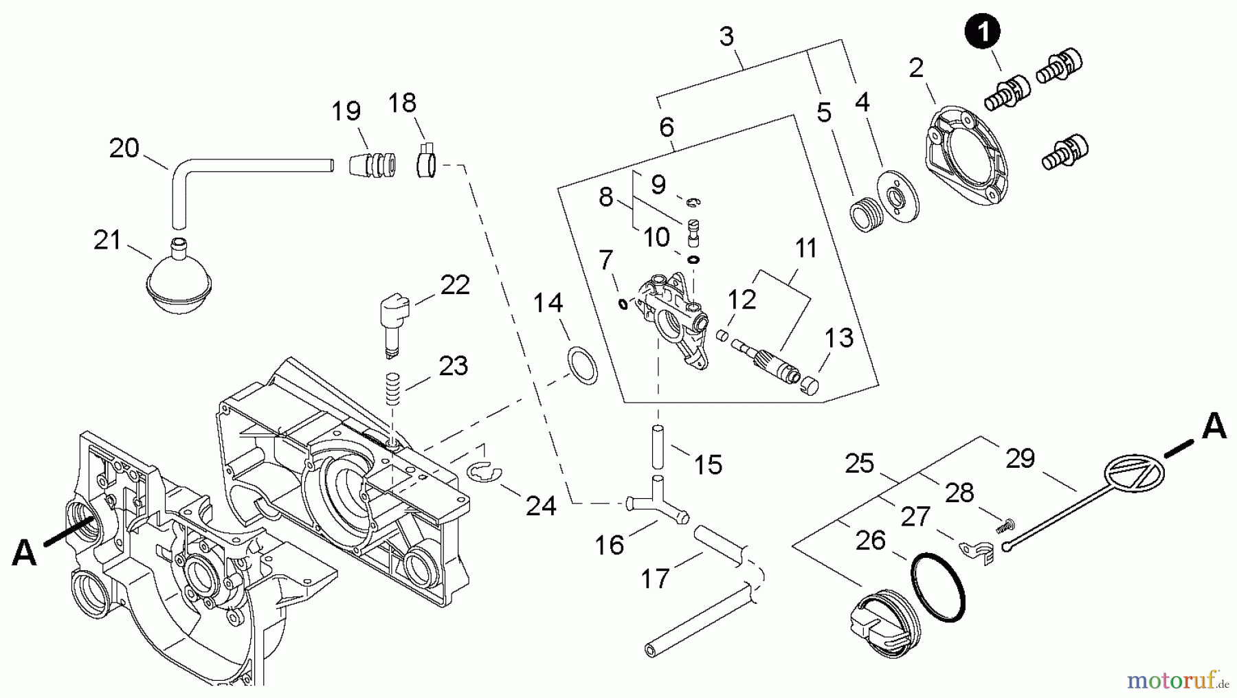 Echo Sägen, Kettensägen CS-680S - Echo Chainsaw, Auto-Oiler Assembly S/N: 20001001 - 20003475