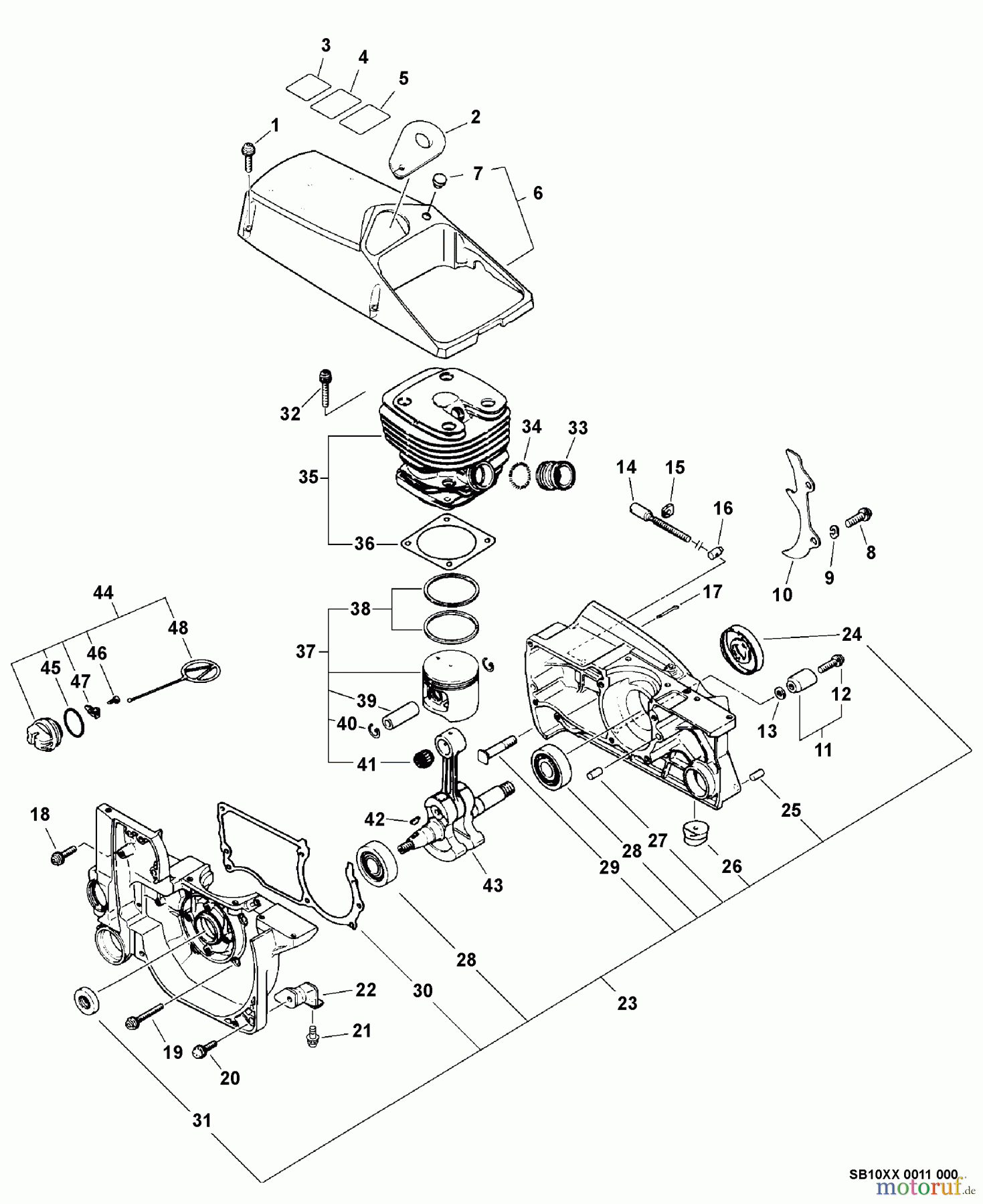  Echo Sägen, Kettensägen CS-8000 - Echo Chainsaw, S/N: C48003001001 - C48003999999 Engine Cover, Engine, Crankcase