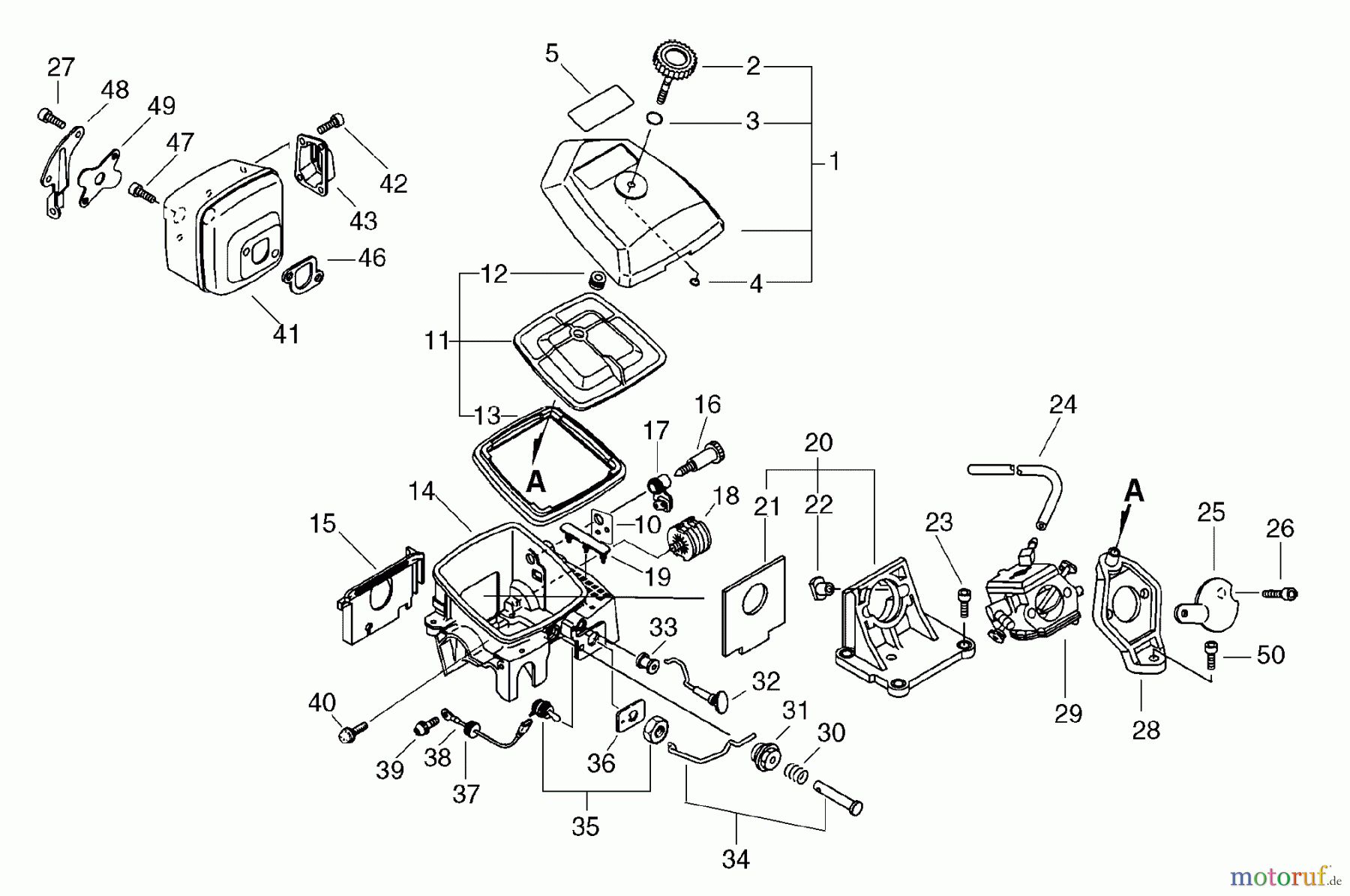  Echo Sägen, Kettensägen CS-8002 - Echo Chainsaw Air Cleaner, Carburettor, Muffler