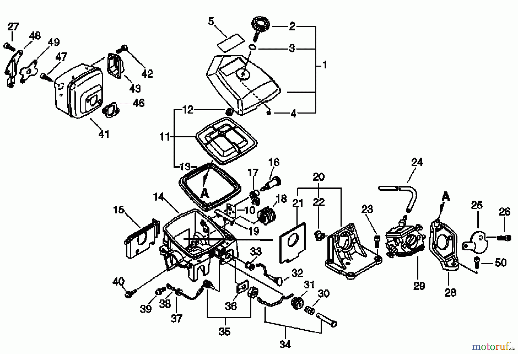 Echo Sägen, Kettensägen CS-8002 - Echo Chainsaw, Air Cleaner, Carburettor, Muffler