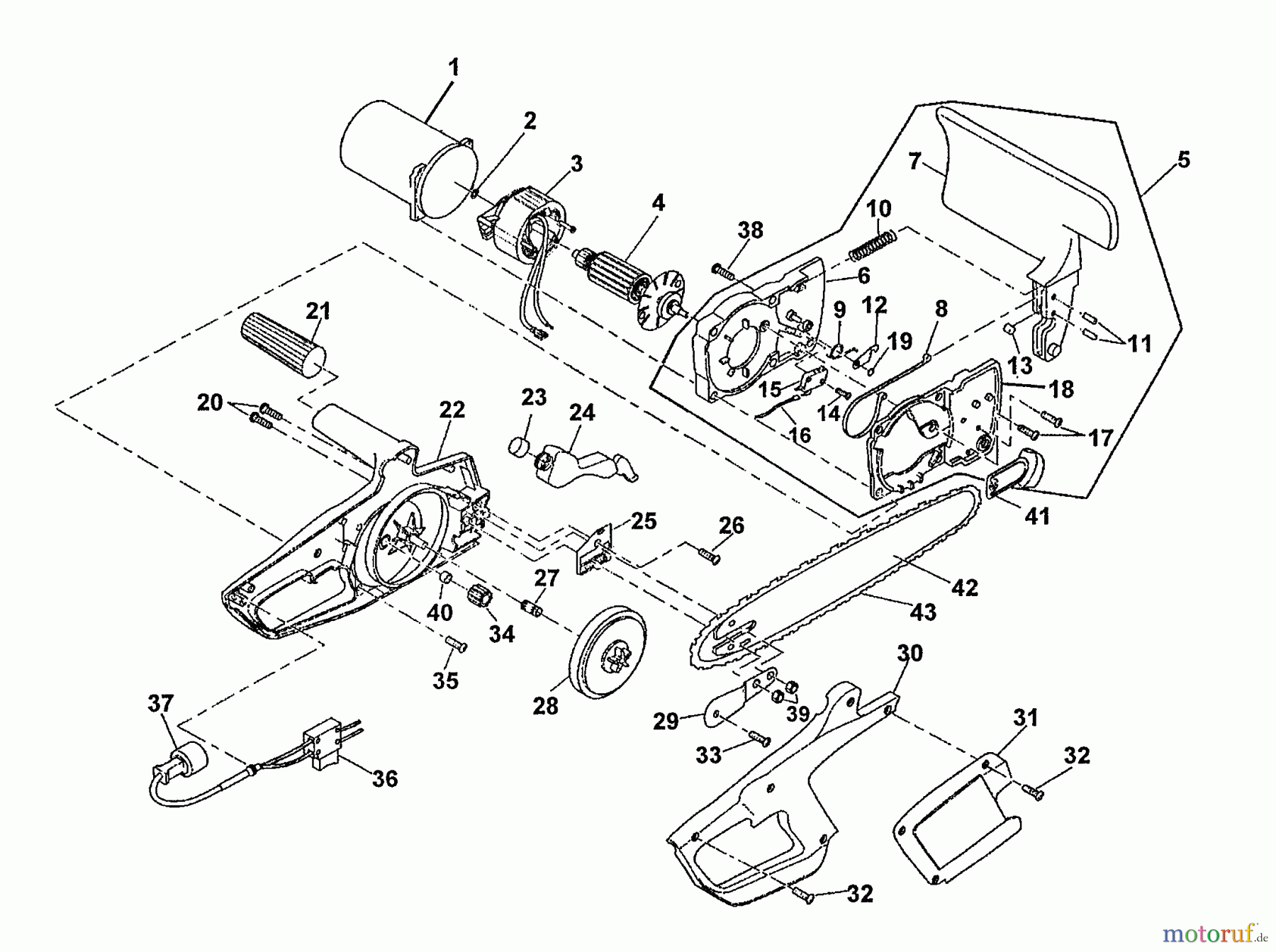 Echo Sägen, Kettensägen ECS-2000 - Echo Electric Chainsaw, S/N: 200 & Up Unit Complete