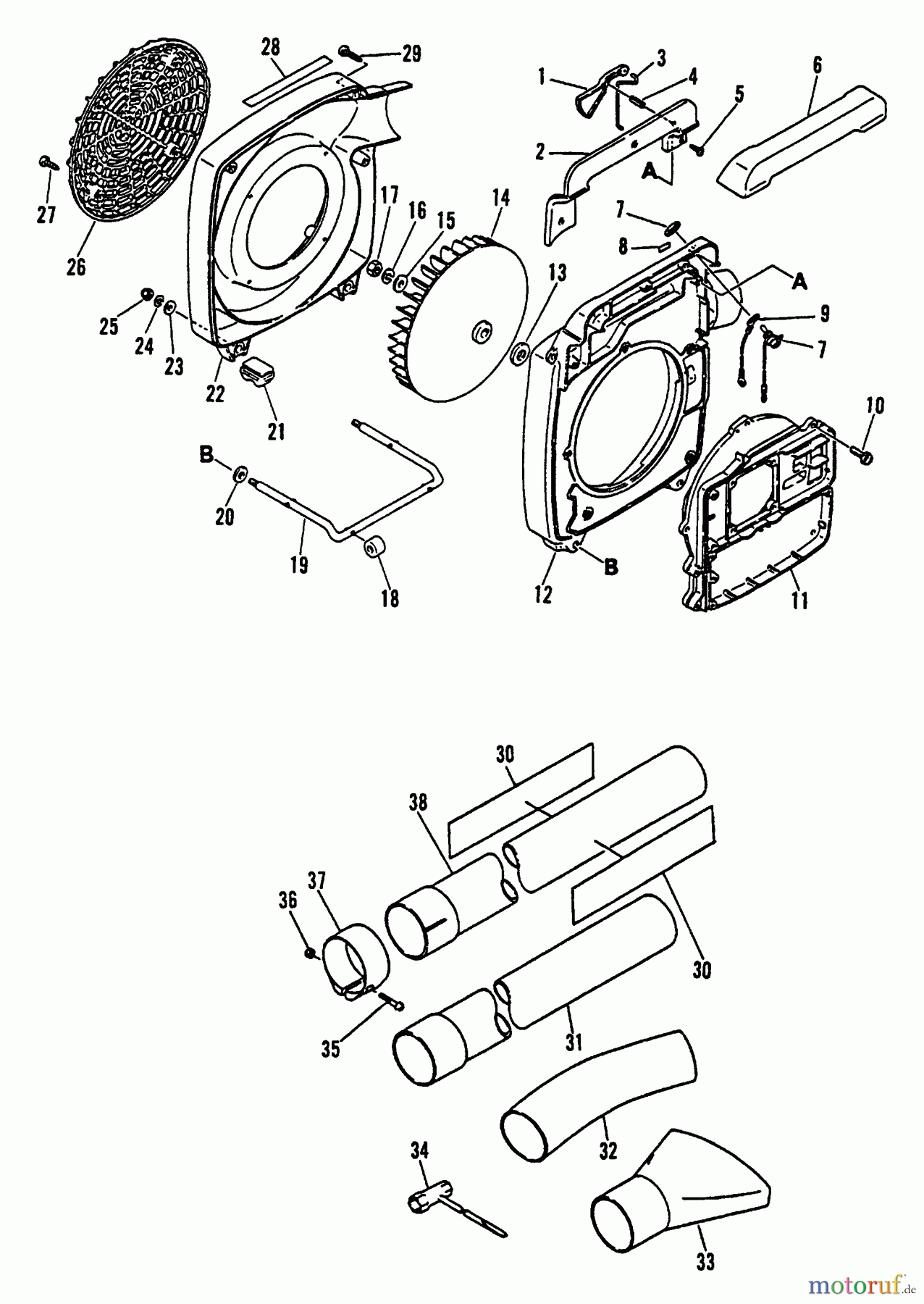 Echo Bläser / Sauger / Häcksler / Mulchgeräte PB-210E - Echo Hand Held Blower (Type 1) Blower Pipes, Cases, Fan