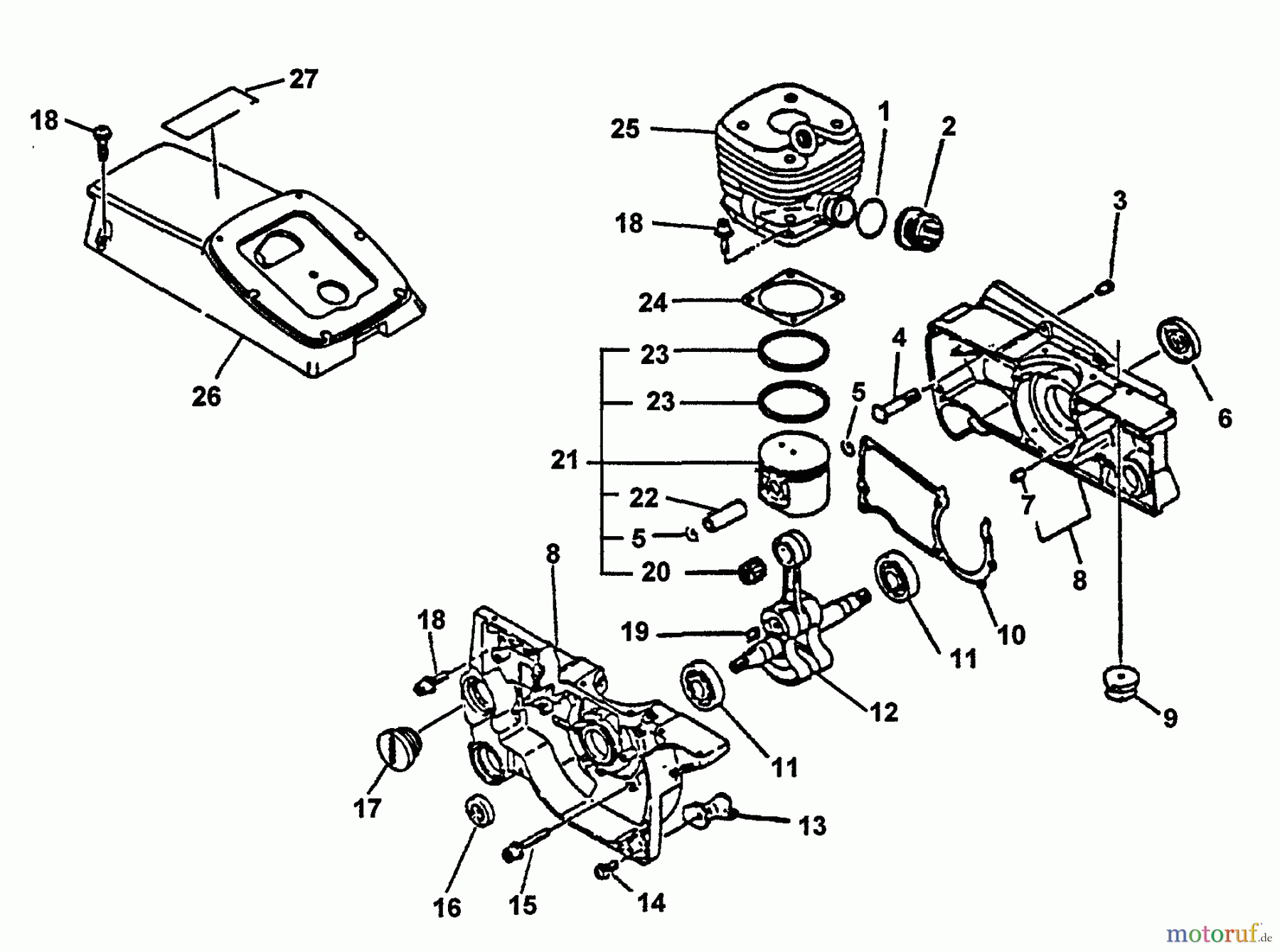 Echo Trennsägen CSG-6700 - Echo Cut-Off Saw, S/N: 002601 - 005530 Engine, Crankcase