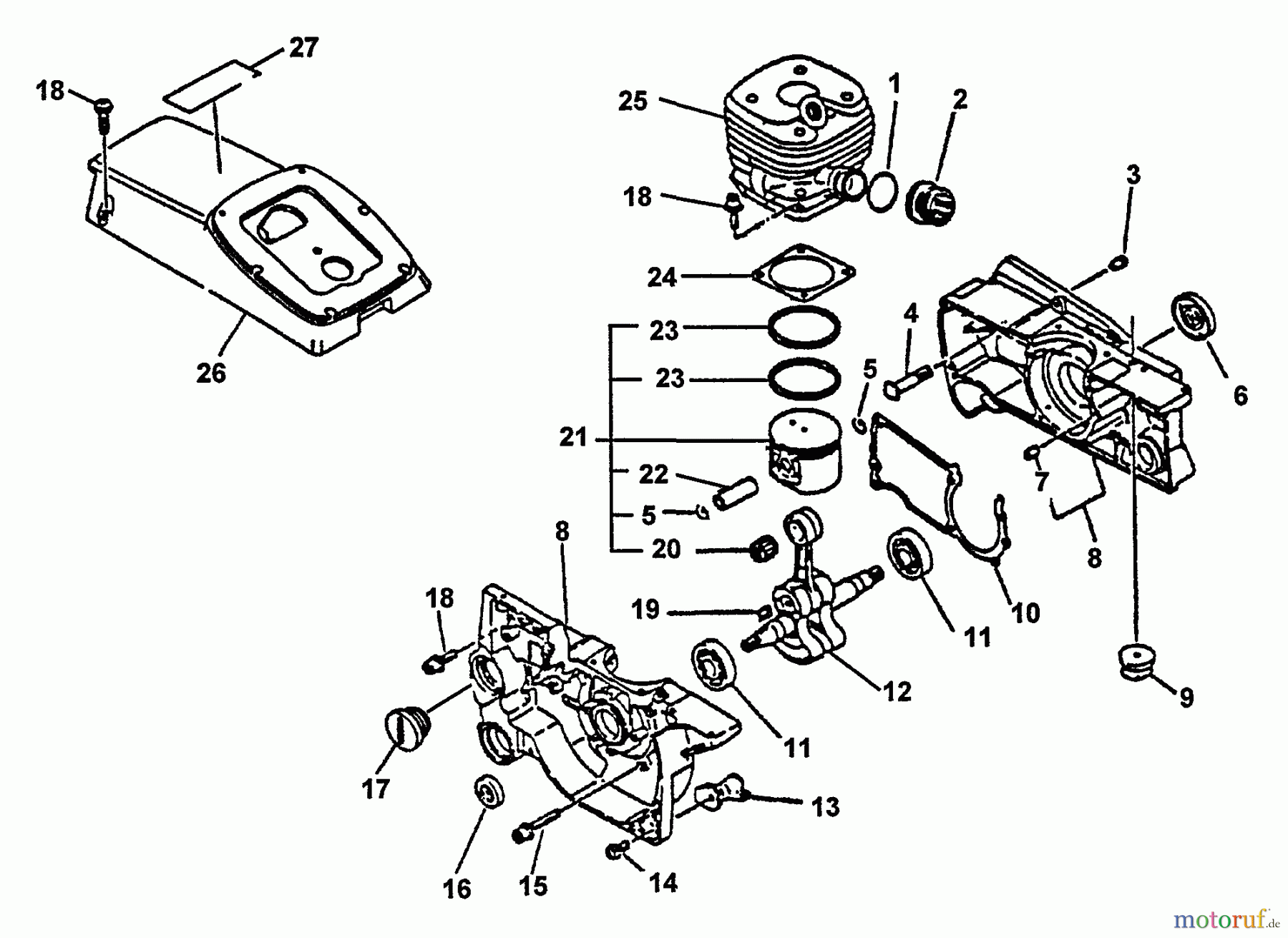 Echo Trennsägen CSG-6700 - Echo Cut-Off Saw, S/N: 005531 - 999999 Engine, Crankcase