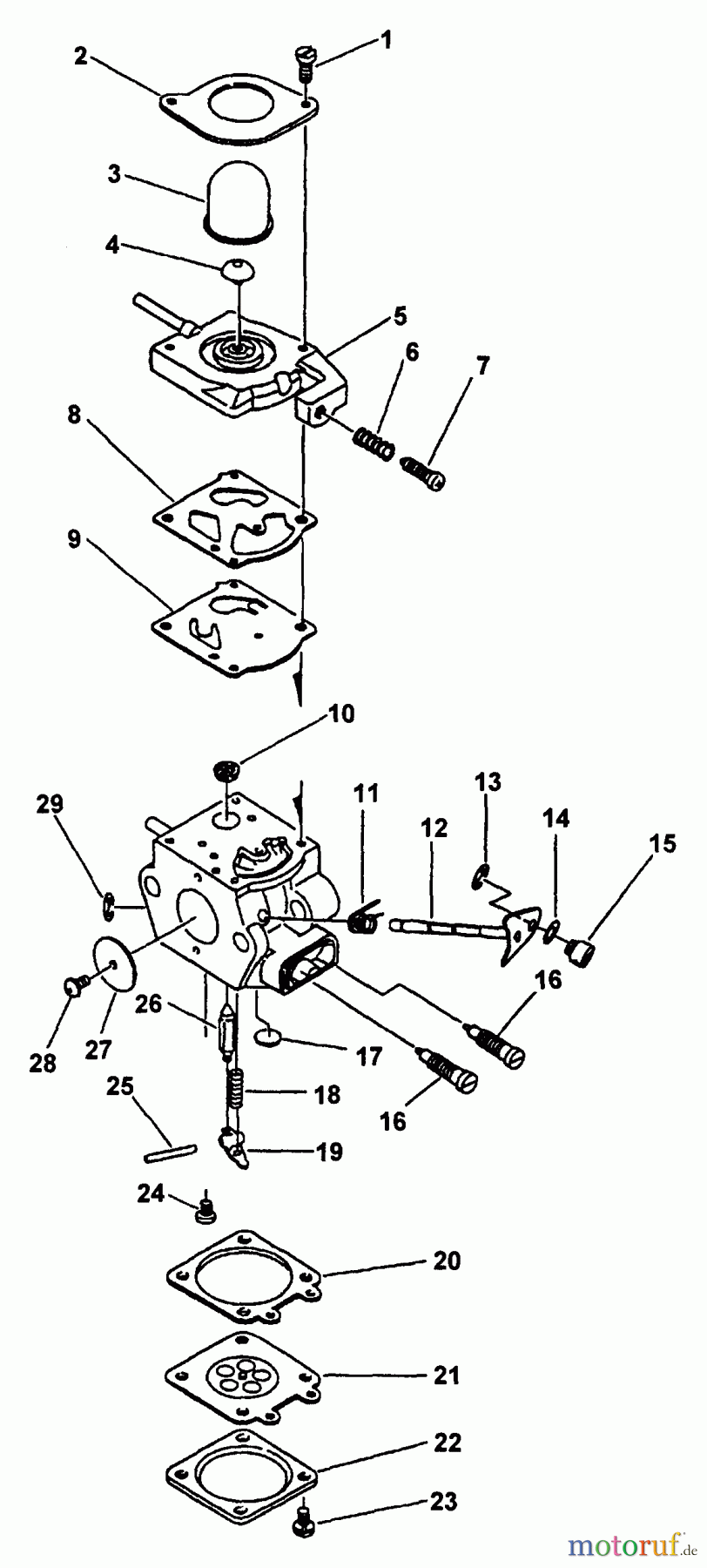 Echo Hochentaster PP-1250 - Echo Pole Saw / Pruner (Type 1E) Carburetor S/N: 07864 - 99999, S/N: 001001 - 999999 Type 1E