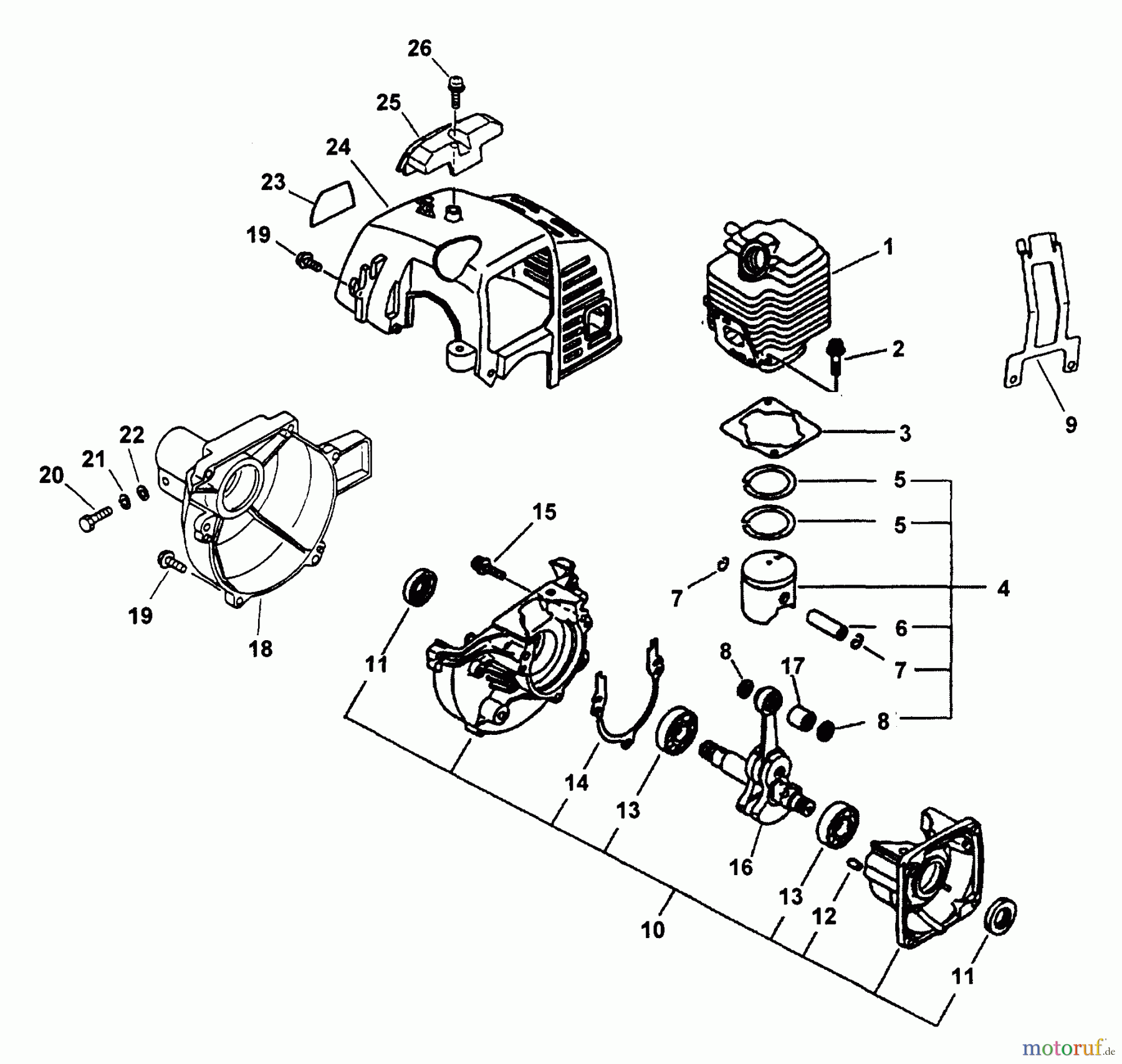 Echo Hochentaster PP-1250 - Echo Pole Saw / Pruner (Type 1) Crankcase, Engine, Fan Case