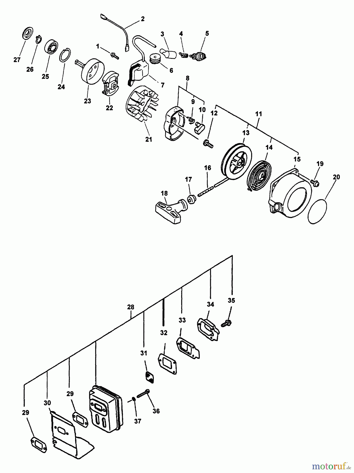 Echo Hochentaster PP-800 - Echo Pole Saw / Pruner (Type 1E) Ignition, Starter, Clutch, Muffler