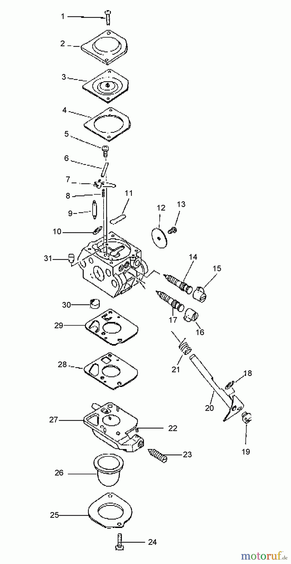 Echo Hochentaster PPF-2100 - Echo Pole Saw / Pruner, S/N: 001001 - 506099 (Type 1E) Carburetor