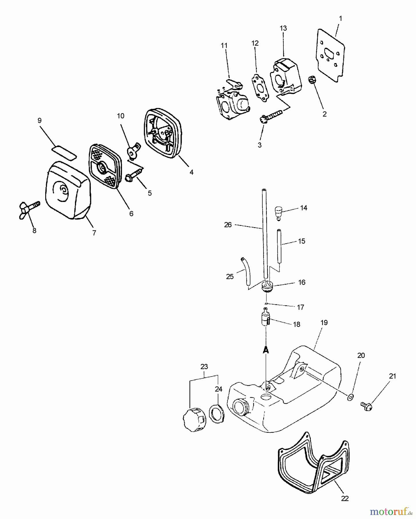 Echo Hochentaster PPF-2100 - Echo Pole Saw / Pruner, S/N: 001001 - 506099 (Type 1E) Intake, Air Filter, Fuel System