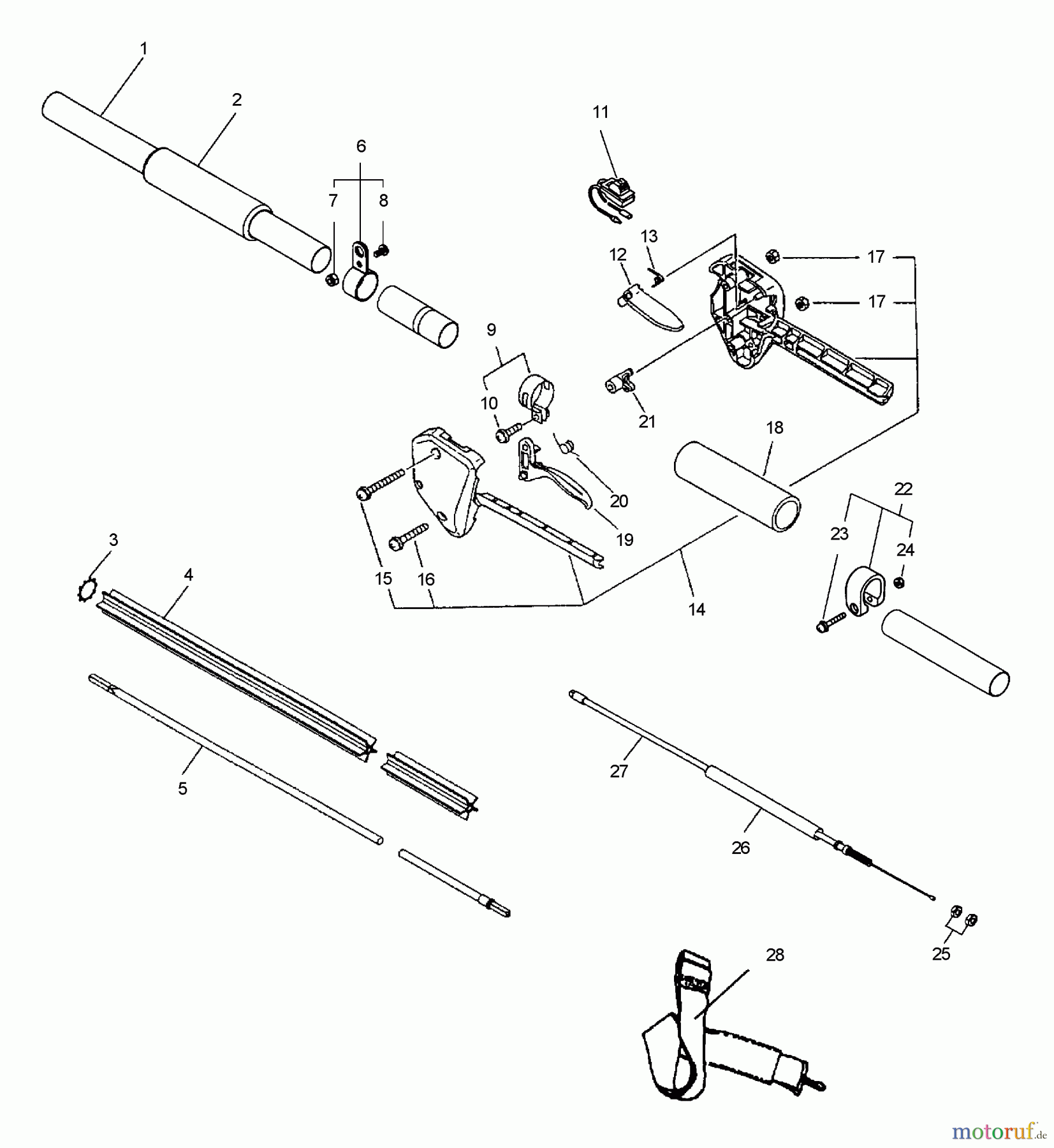 Echo Hochentaster PPF-2100 - Echo Pole Saw / Pruner, S/N: 509500 - 999999 (Type 1E) Driveshaft, Handle, Harness, Stop Switch, Throttle