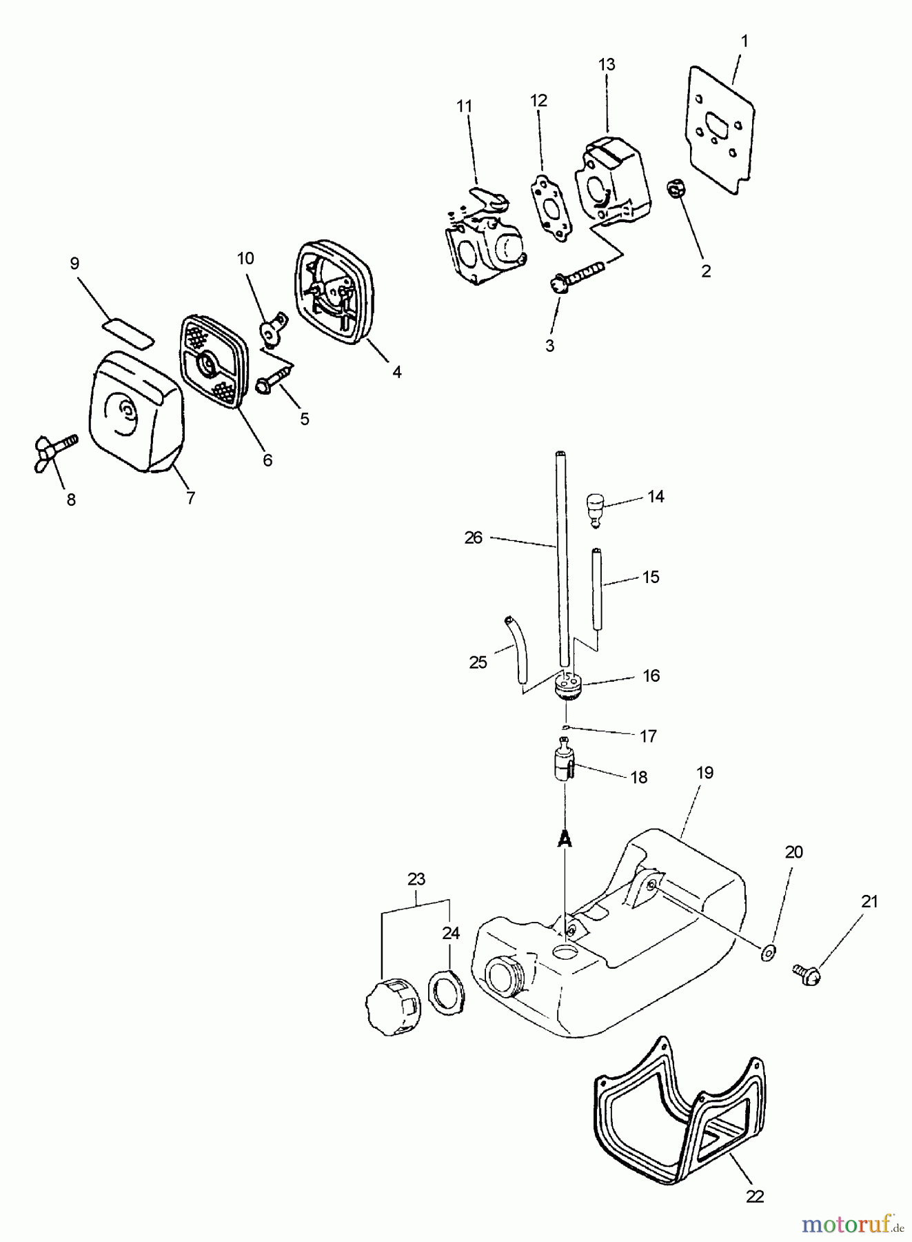 Echo Hochentaster PPF-2100 - Echo Pole Saw / Pruner, S/N: 509500 - 999999 (Type 1E) Intake, Air Filter, Fuel System