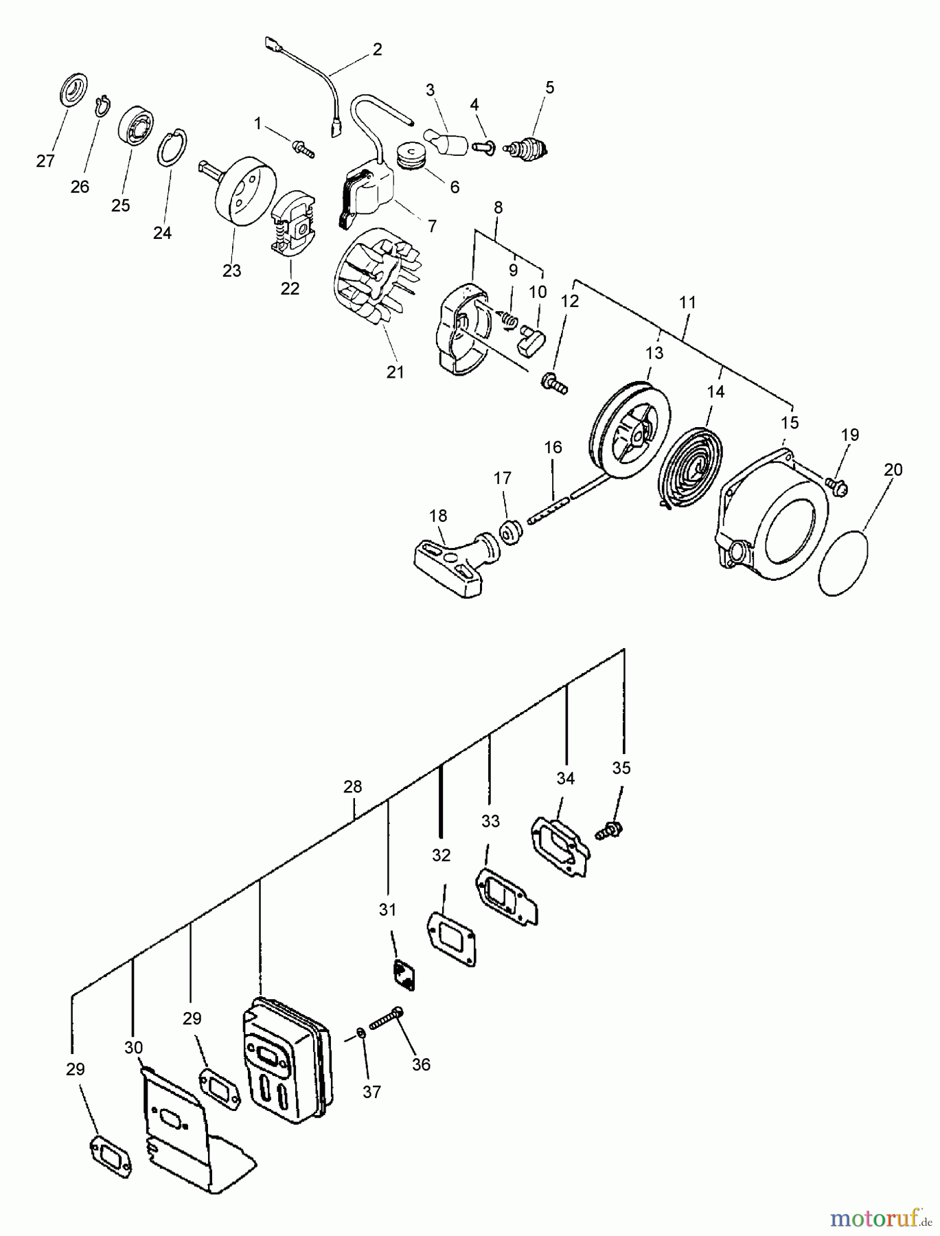 Echo Hochentaster PPF-2110 - Echo Pole Saw / Pruner, S/N: 501890 - 999999 (Type 1E) Ignition, Starter, Clutch, Muffler