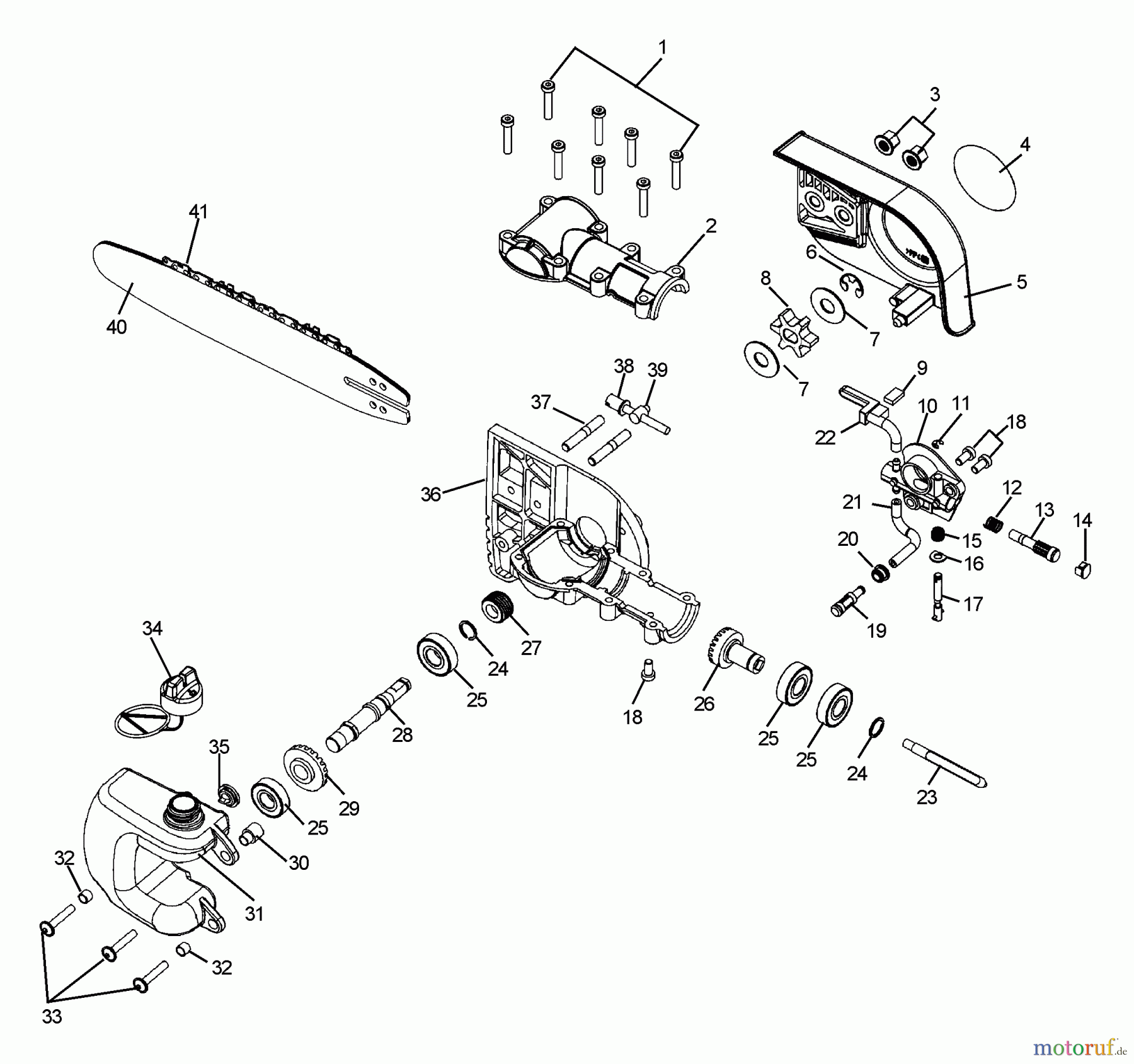  Echo Hochentaster PPFD-2400 - Echo Pole Saw / Pruner, S/N: 501001 - 999999 (Type 1E) Gear Case, Oiler Asy, Bar And Chain