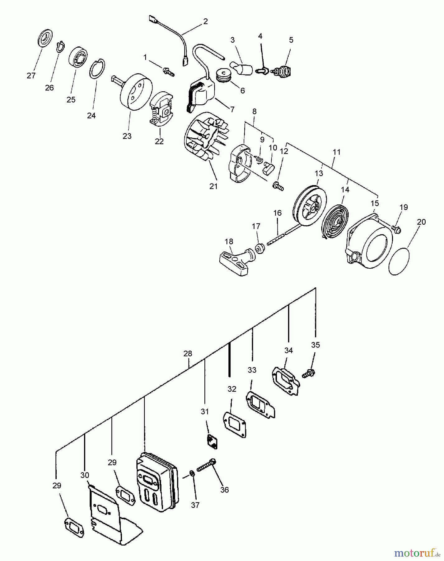 Echo Hochentaster PPSR-2433 - Echo Pole Saw / Pruner, S/N: 001001 - 503999 (Type 1E) Ignition, Starter, Clutch, Muffler