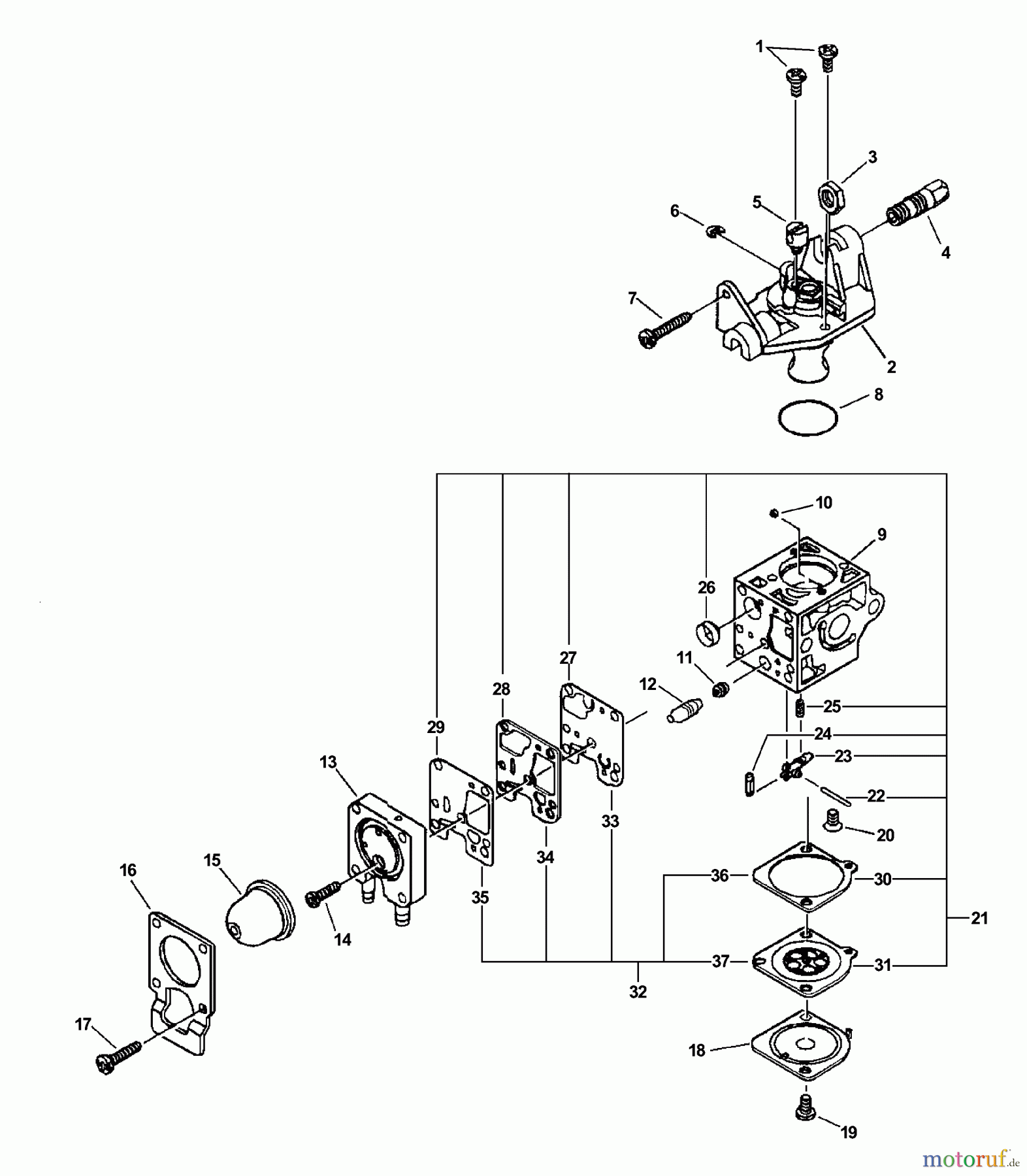  Echo Hochentaster PPT-230 - Echo Pole Saw / Pruner, S/N: 03001001 - 03999999 Carburetor -- RB-K57B