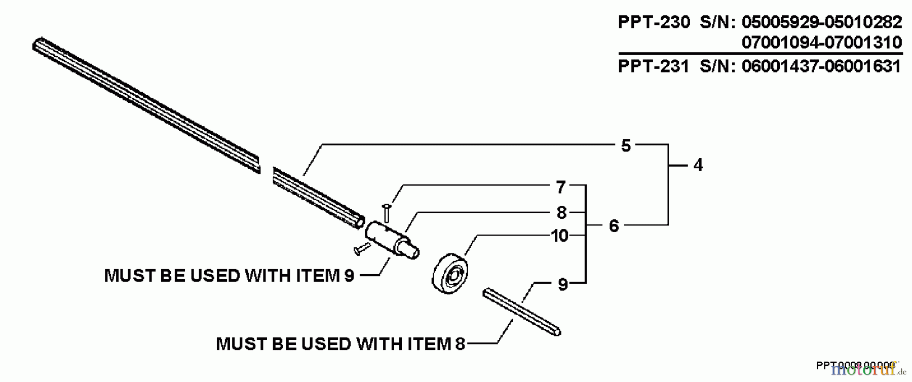 Echo Hochentaster PPT-230 - Echo Pole Saw / Pruner, S/N: 05001001 - 05999999 Driveshaft, Connector S/N: 05005929 - 05010282