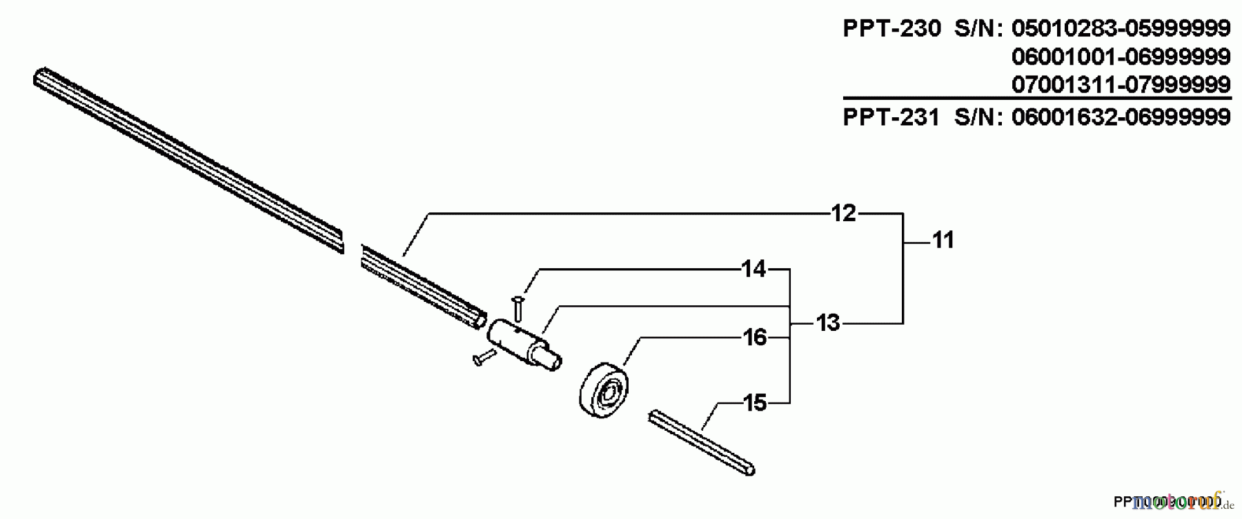 Echo Hochentaster PPT-231 - Echo Pole Saw / Pruner, S/N: 06001001 - 06999999 Driveshaft, Connector S/N: 06001632 - 06999999