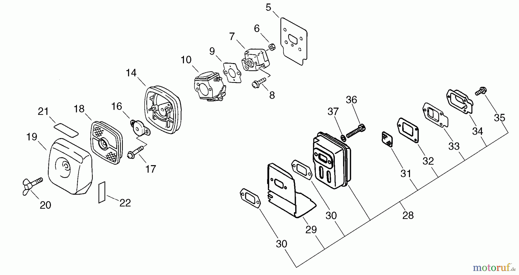  Echo Hochentaster PPT-2400 - Echo Pole Saw / Pruner (Type 1E), S/N: E14220001001 - E14220999999 Air Filter, Intake, Exhaust
