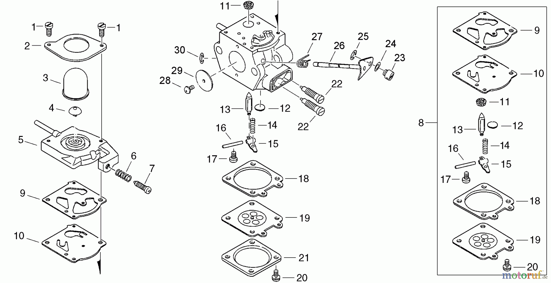  Echo Hochentaster PPT-2400 - Echo Pole Saw / Pruner (Type 1E), S/N: E14220001001 - E14220999999 Carburetor