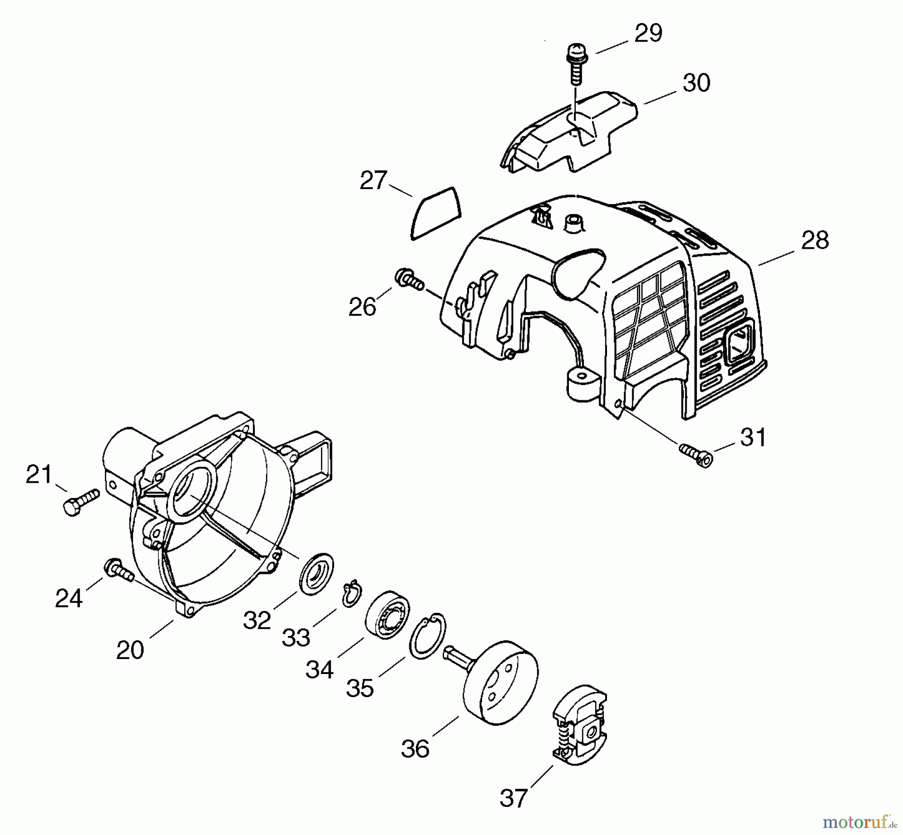 Echo Hochentaster PPT-2400 - Echo Pole Saw / Pruner (Type 1E), S/N: E14536001001 - E14536999999 Fan Case, Engine Cover