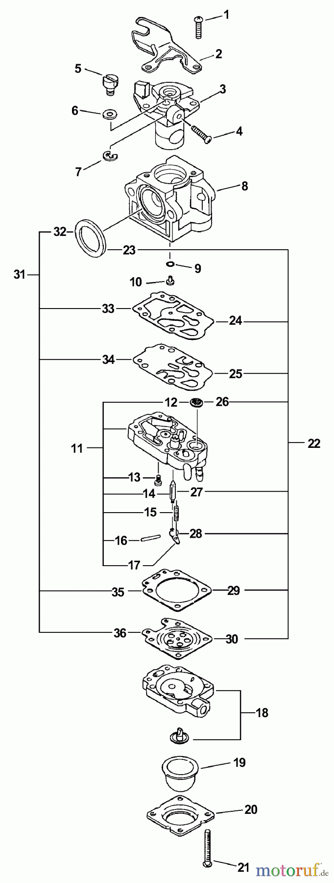 Echo Hochentaster PPT-260 - Echo Pole Saw / Pruner, S/N: 05001001-05999999 Carburetor -- WYJ-315A S/N: 05001001 - 05008052