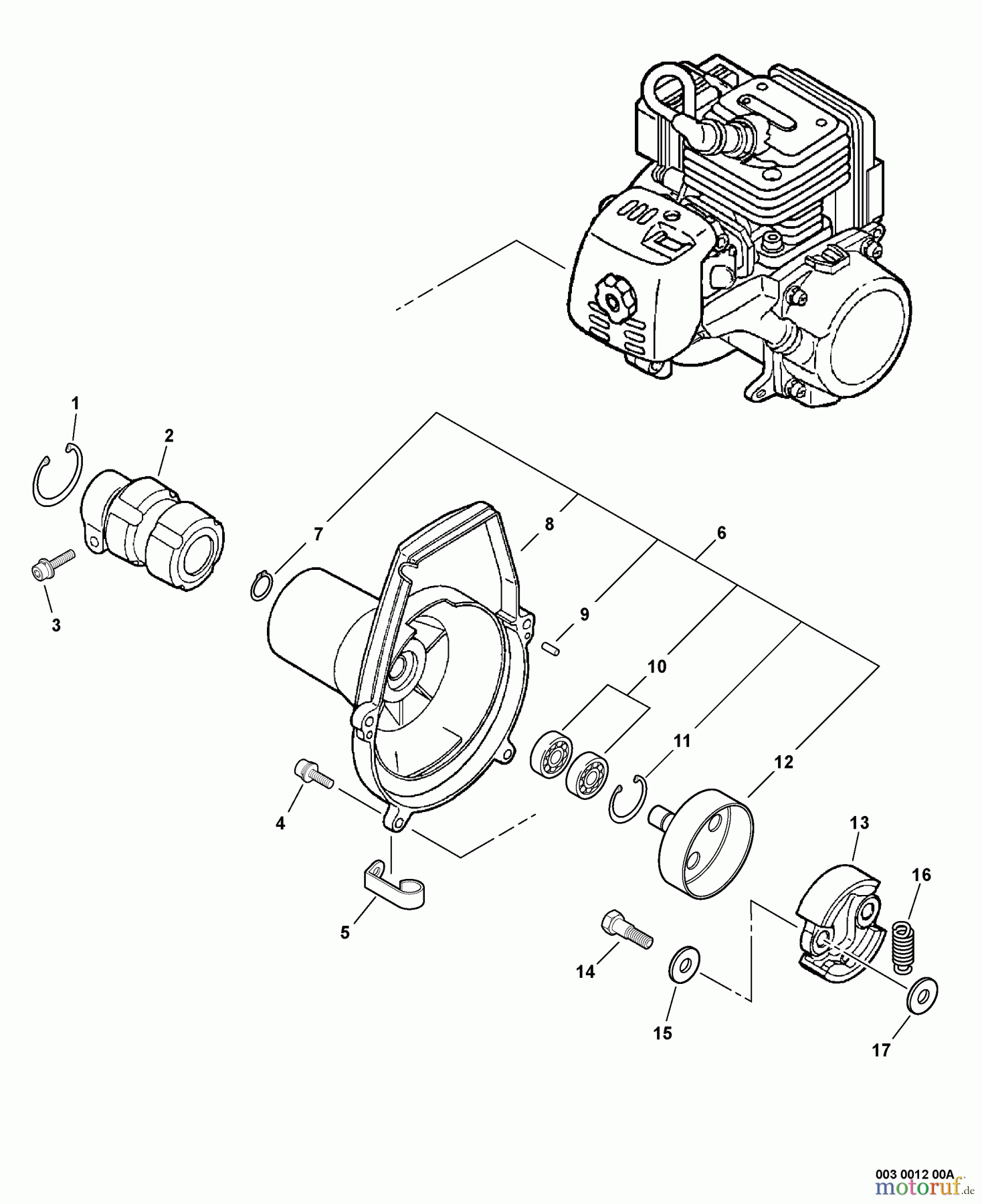 Echo Hochentaster PPT-260 - Echo Pole Saw / Pruner, S/N: 04001001-04999999 Fan Case, Clutch