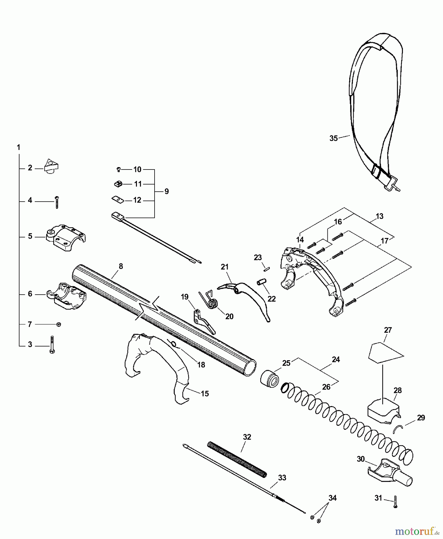Echo Hochentaster PPT-261 - Echo Pole Saw / Pruner, S/N: 02001001-02999999 Main Pipe, Throttle Cable, Stop Switch S/N: 02001001 - 02004193