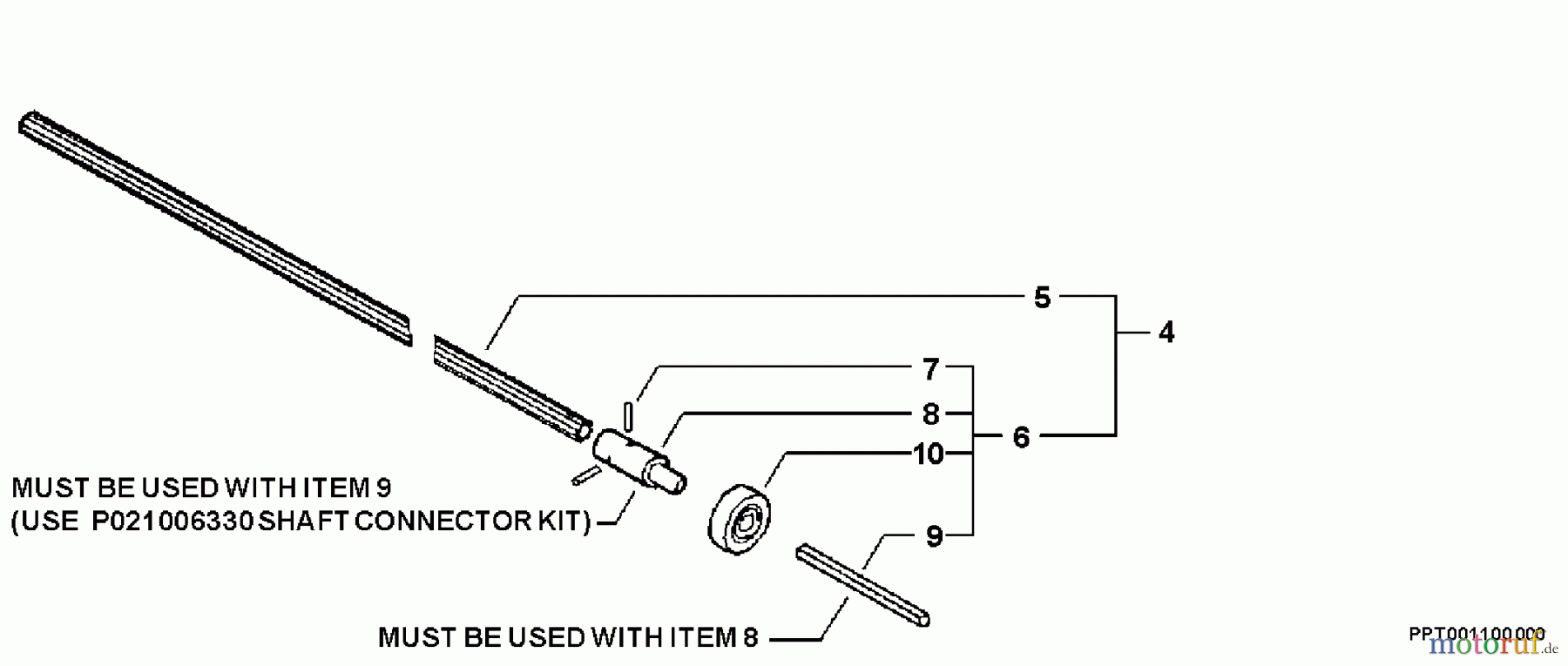 Echo Hochentaster PPT-260 - Echo Pole Saw / Pruner, S/N: 05001001-05999999 Driveshaft, Connector S/N: 05007797 - 05999999