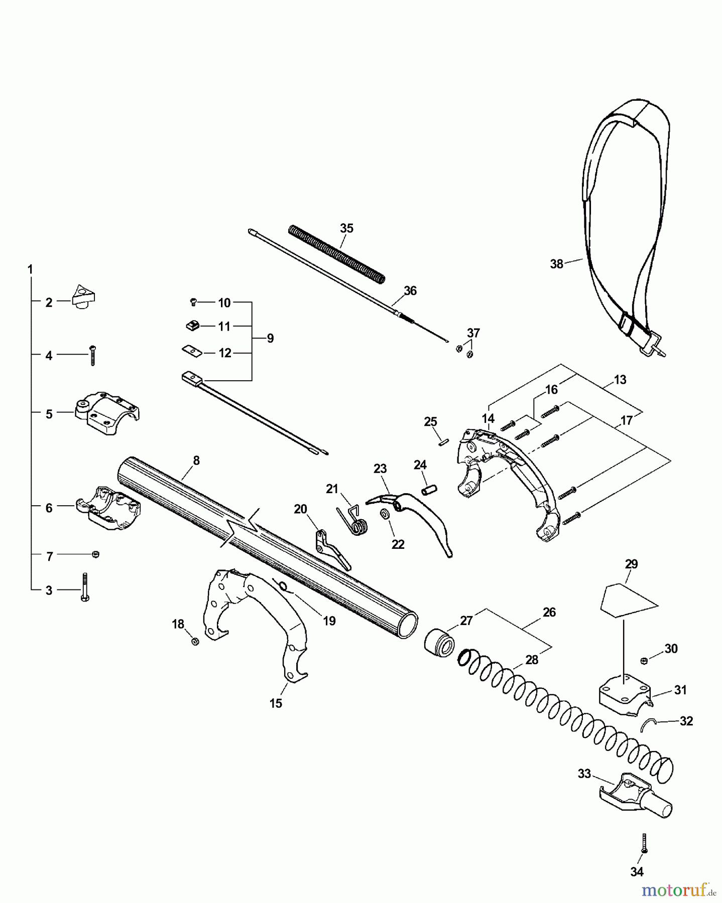 Echo Hochentaster PPT-260 - Echo Pole Saw / Pruner, S/N: 07001001-07999999 Main Pipe, Throttle Cable, Stop Switch