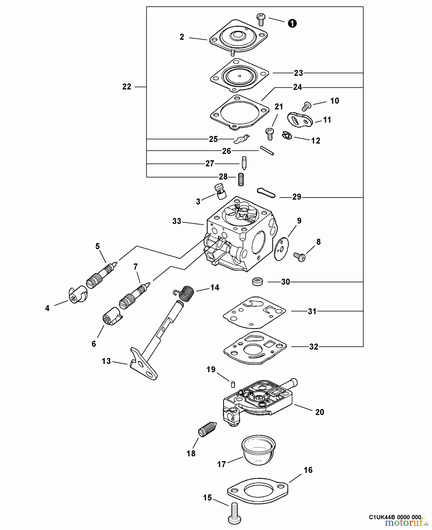 Echo Bläser / Sauger / Häcksler / Mulchgeräte ES-2400 - Echo Shredder/Vacuum (Type 1E) Carburetor -- C1U-K44B S/N: 519979 - 999999, CANADA - 029299 - 999999
