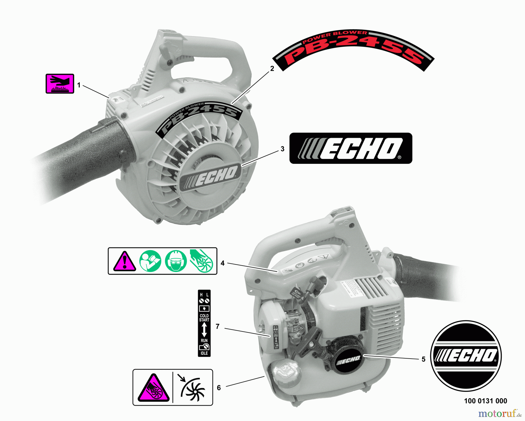 Echo Bläser / Sauger / Häcksler / Mulchgeräte PB-2400 - Echo Hand Held Blower, S/N: P32720001001 - P32720999999 Labels