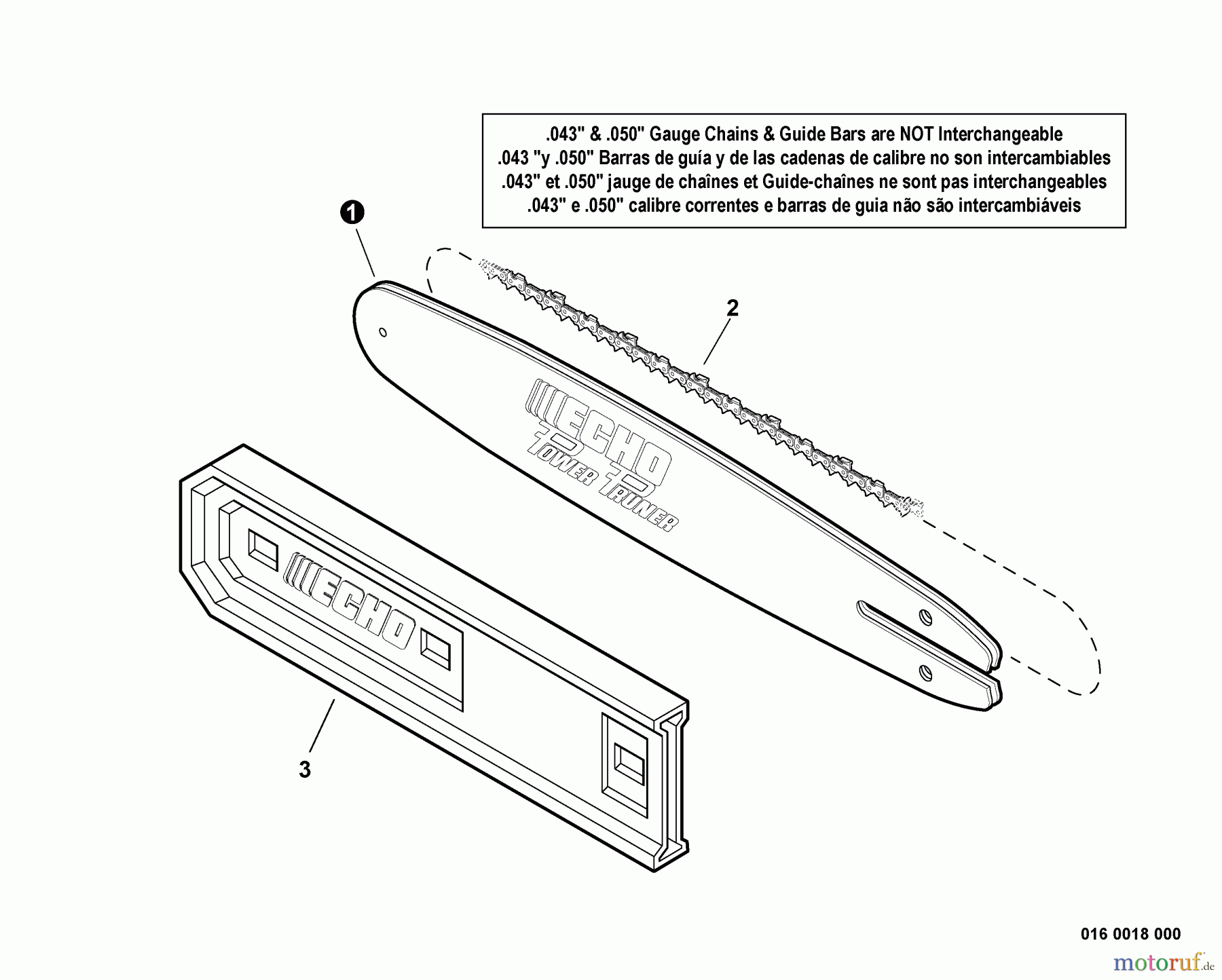 Echo Hochentaster PPT-266 - Echo Pole Saw / Pruner, S/N: E04111001001 - E04111999999 Guide Bar, Saw Chain, Guide Bar Cover