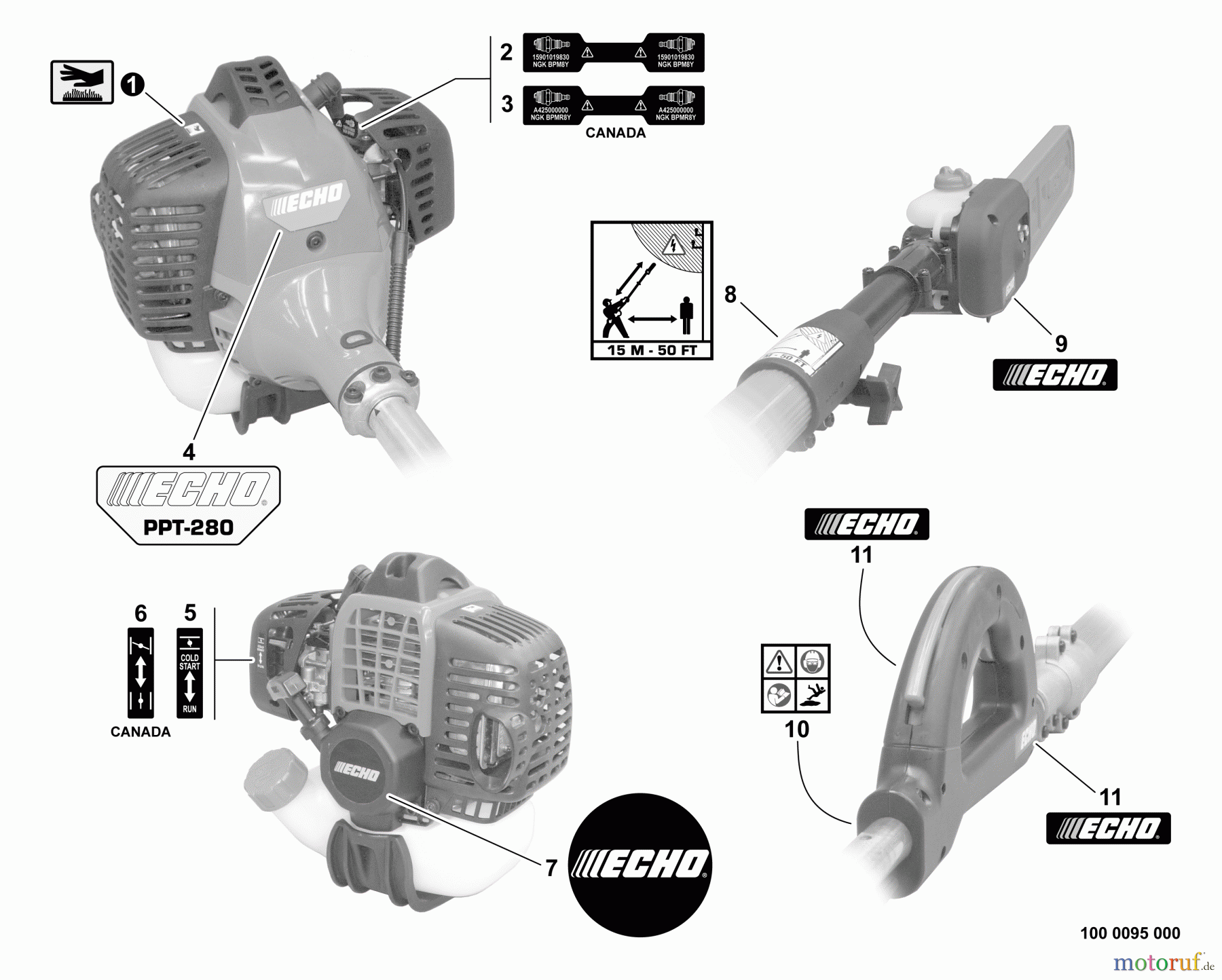  Echo Hochentaster PPT-280 - Echo Pole Saw / Pruner, S/N: E08612001001 - E08612999999 Labels