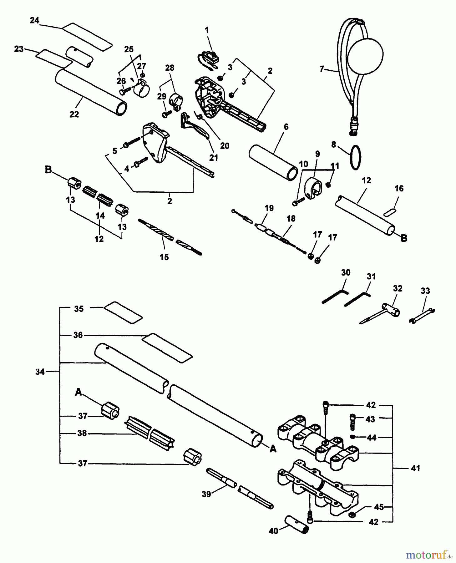  Echo Hochentaster SRS-2400 - Echo Pole Saw / Pruner (Type 1) Driveshaft, Handles, Throttle, Stop Switch, Extension