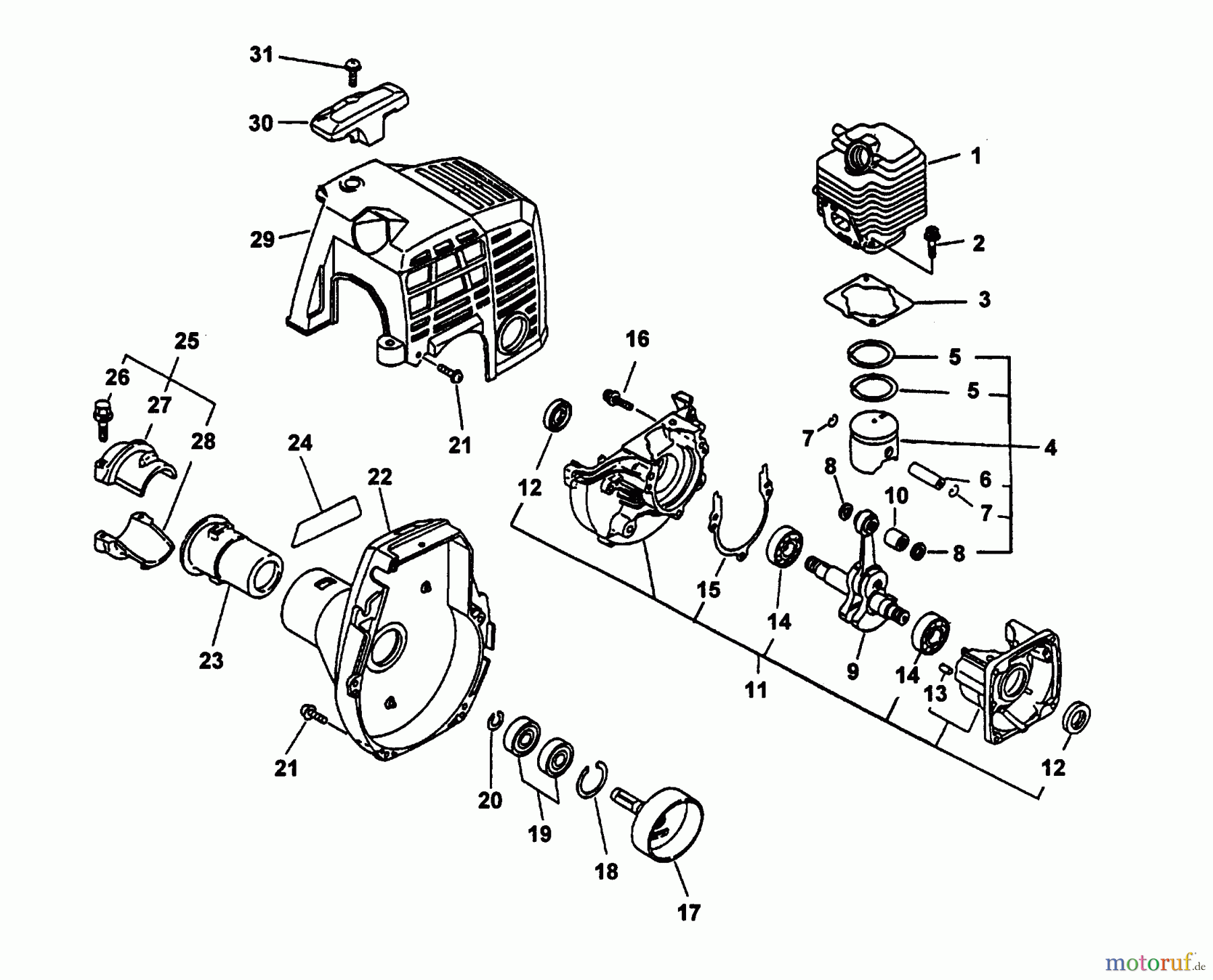 Echo Hochentaster SRS-2400 - Echo Pole Saw / Pruner (Type 1) Engine, Fan Housing, Cover