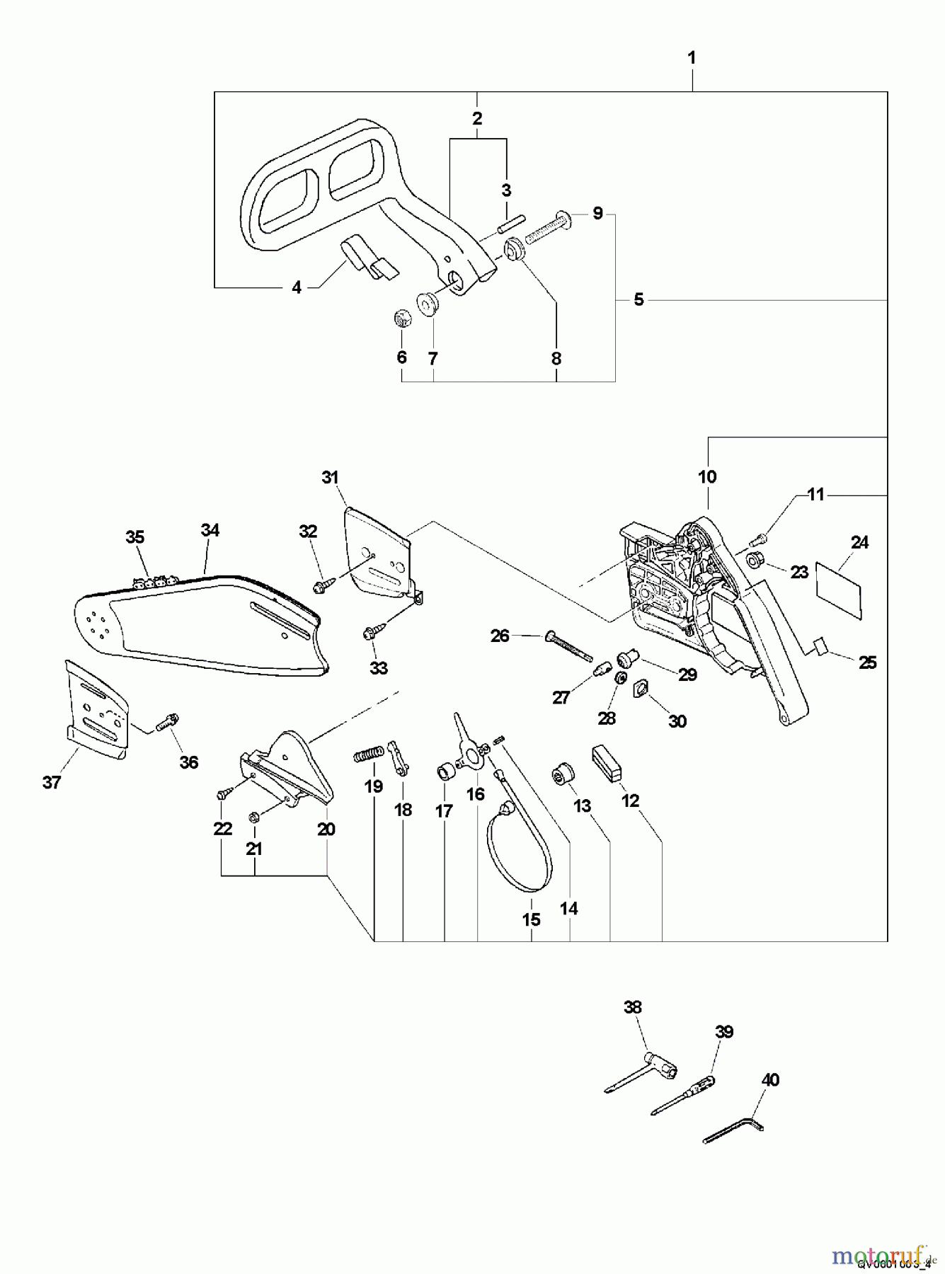 Echo Rettungssäge QV-670 - Echo Quick Vent Chain Saw, S/N: 03001001 - 03999999 Chain Brake Asssembly, Guide Bar, Chain