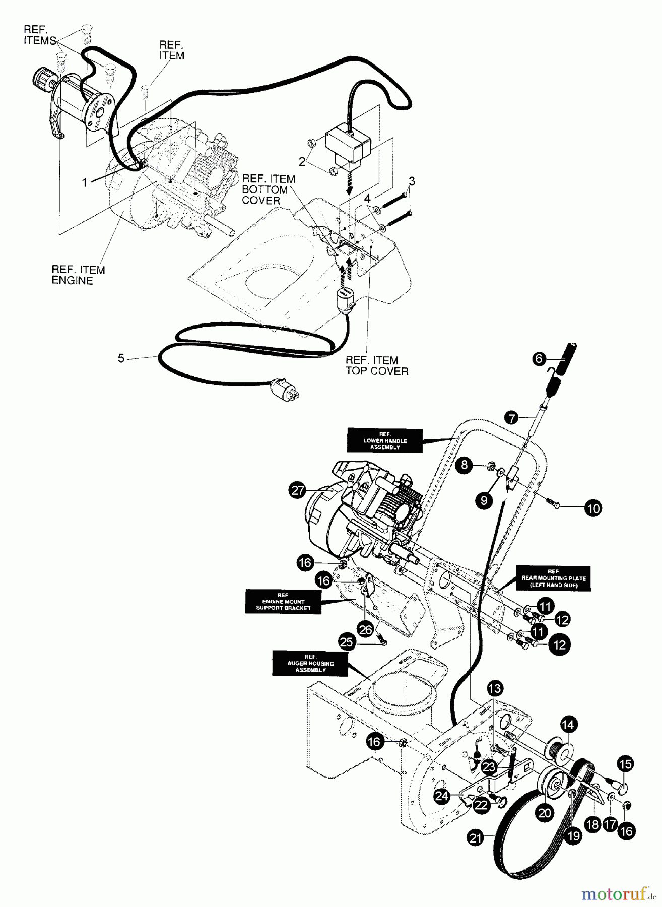  Echo Schneefräsen ST-5000 - Echo Snow Thrower, 1998 Model (Type 1E) Electrical, Drive Belt, Idler Pulley