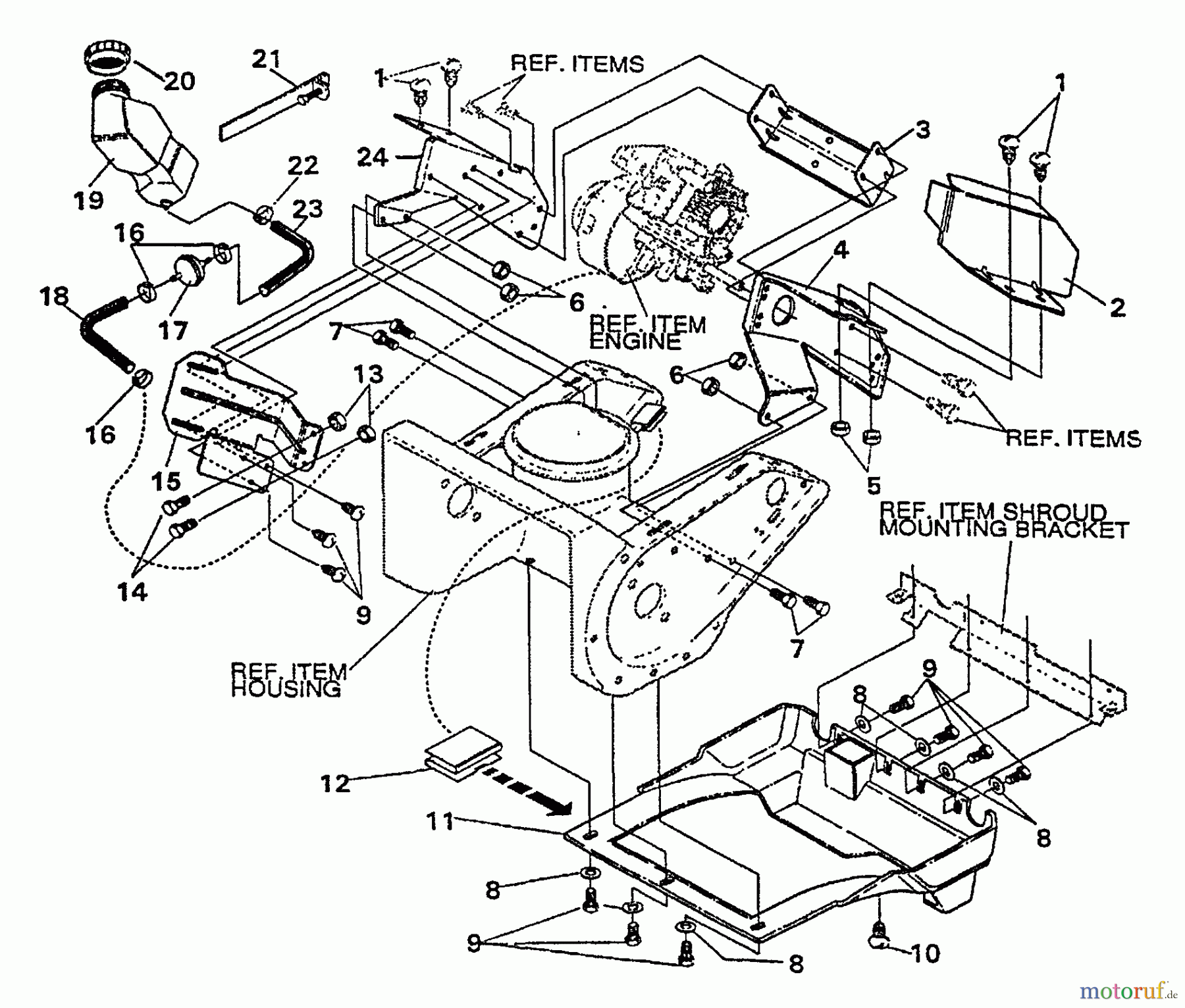 Echo Schneefräsen ST-5000 - Echo Snow Thrower, S/N: 5001002 - 5001627 Fuel System, Engine Cover