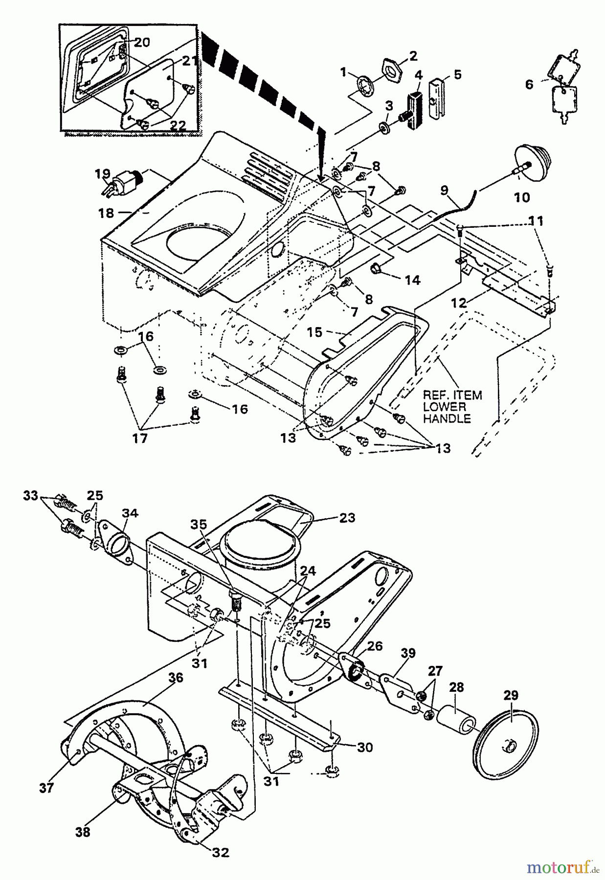  Echo Schneefräsen ST-5000 - Echo Snow Thrower, S/N: 5001002 - 5001627 Primer, Stop Switch, Belt Cover, Frame, Auger, Scraper