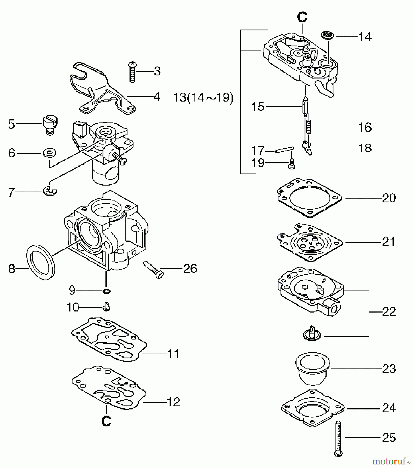 Echo Pflanzenschutzspritzen DM-4610 - Echo Duster/Mister, S/N: D02936001001 - D02936999999 Carburetor