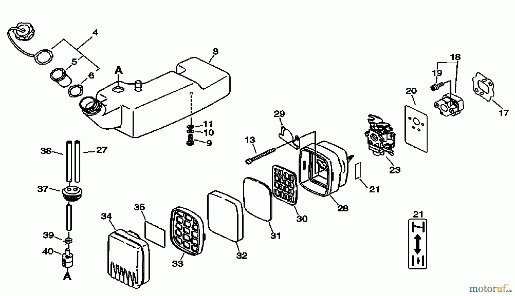 Echo Pflanzenschutzspritzen DM-4610 - Echo Duster/Mister, S/N: D02936001001 - D02936999999 Fuel System