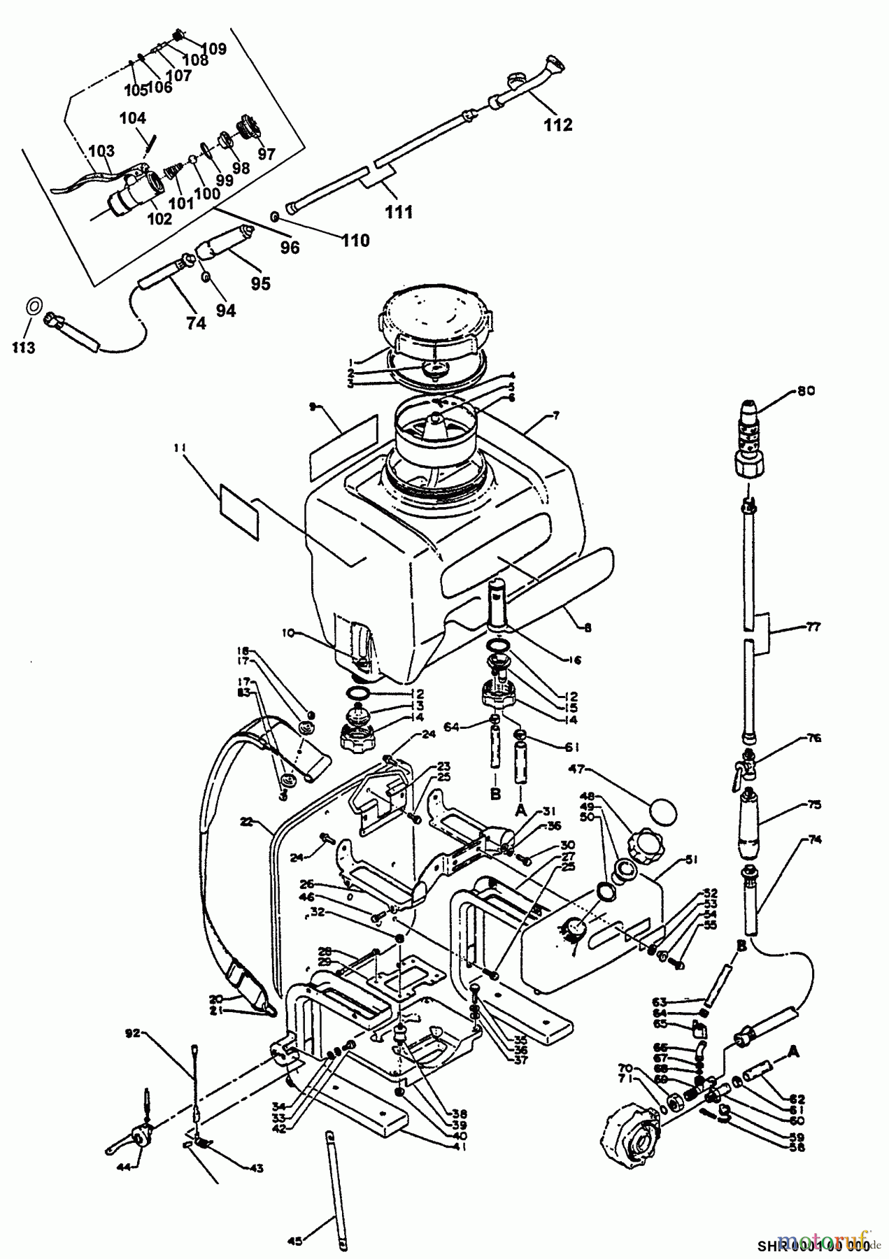  Echo Pflanzenschutzspritzen SHR-200E - Echo Power Sprayer Tank Assy, Frame Assy, Hose And Wand Assy