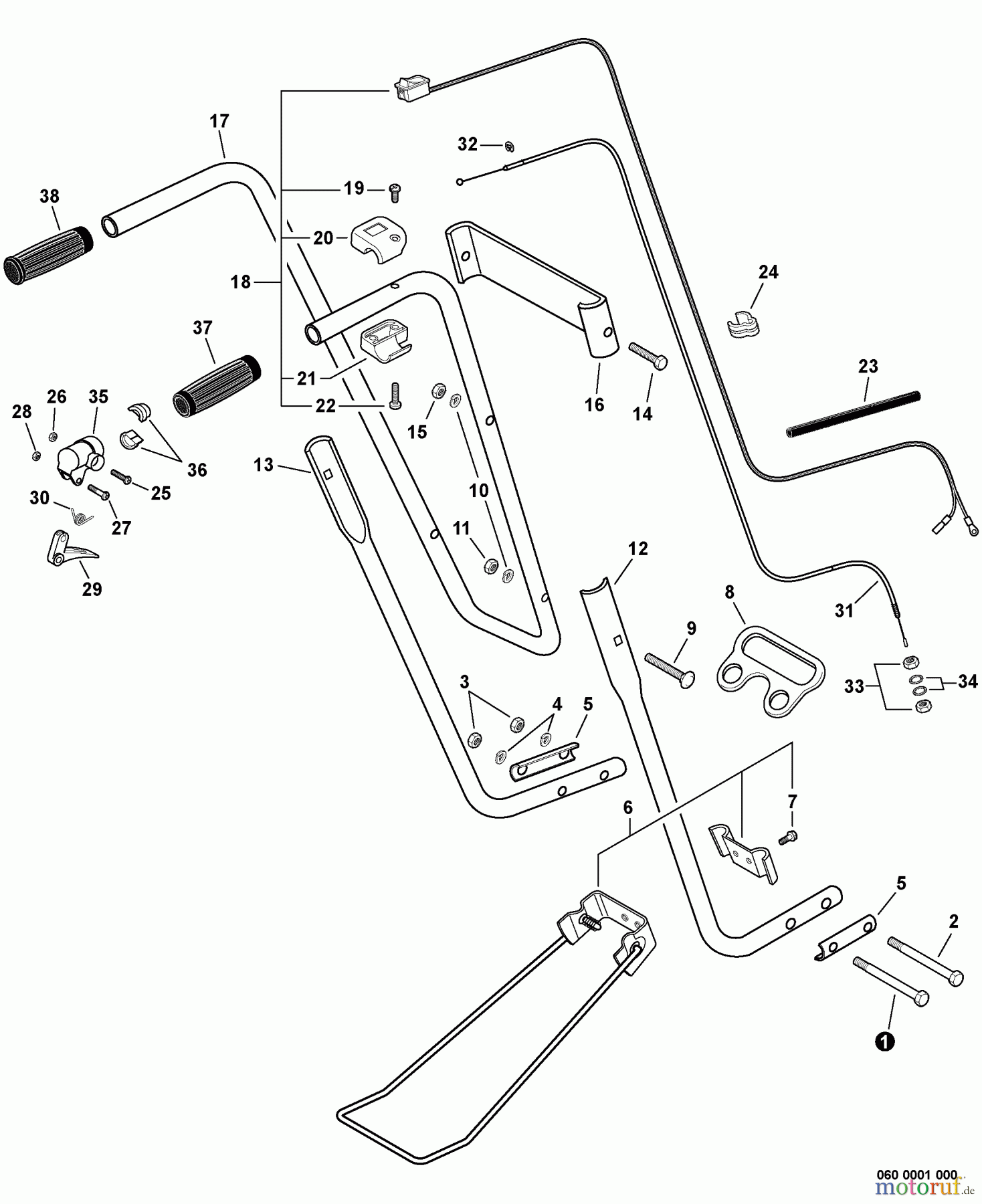  Echo Motorhacken / Kultivierer TC-210 - Echo Tiller/Cultivator, S/N: E14013001001 - E14013999999 Handle, Ignition Switch, Throttle Cable