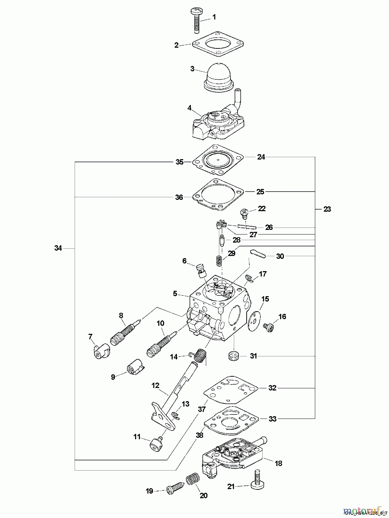 Echo Motorhacken / Kultivierer TC-210 - Echo Tiller/Cultivator, S/N: 07001001 - 07999999 Carburetor -- C1U-K54A