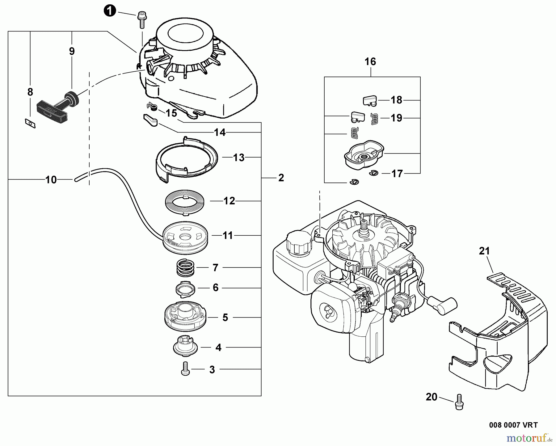 Echo Motorhacken / Kultivierer TC-210i - Echo Tiller/Cultivator, S/N: 07001001 - 07999999 Engine Cover, Starter