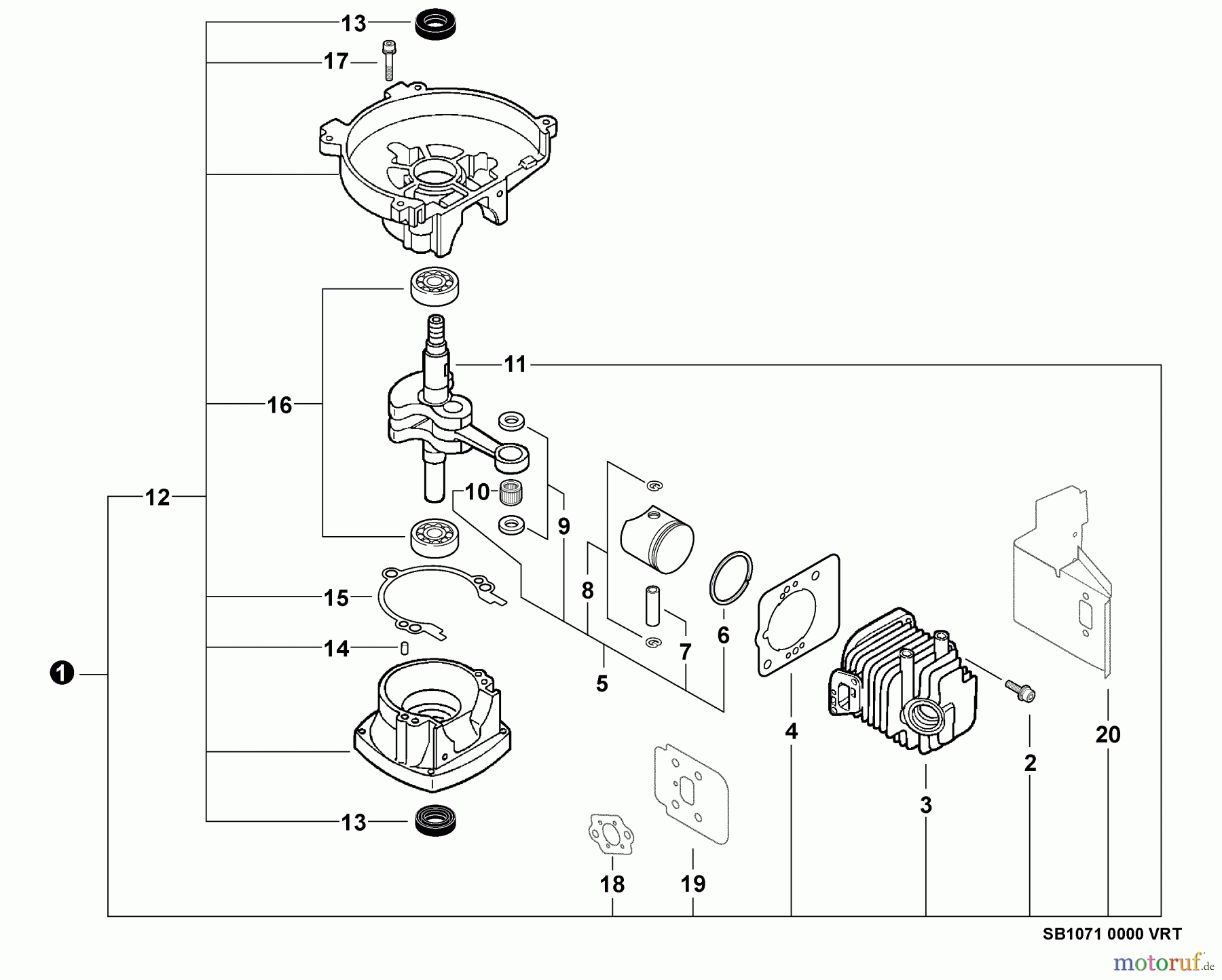 Echo Motorhacken / Kultivierer TC-210 - Echo Tiller/Cultivator, S/N: 07001001 - 07999999 Engine, Short Block -- SB1071