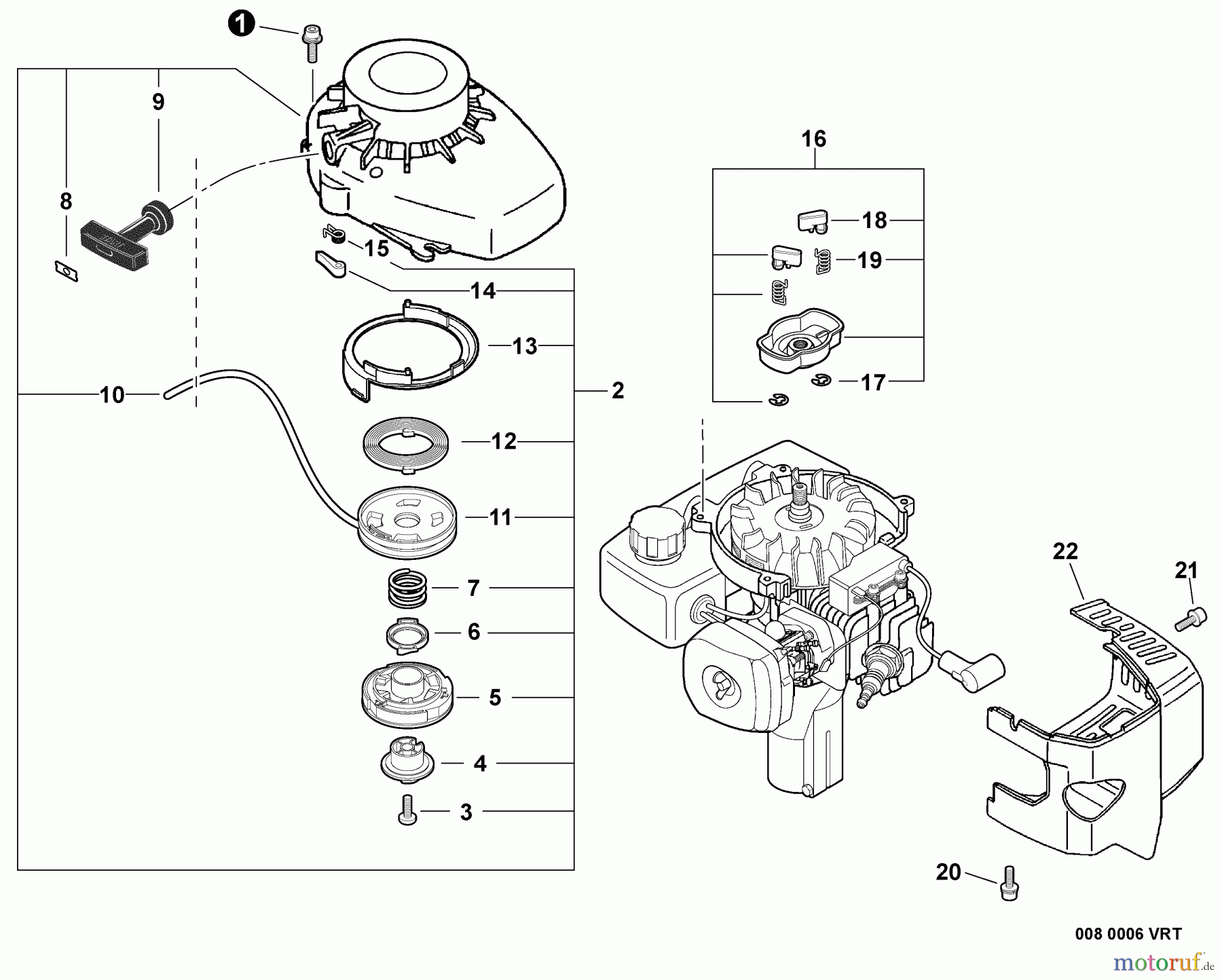Echo Motorhacken / Kultivierer TC-210i - Echo Tiller/Cultivator, S/N: 09001001 - 09999999 Engine Cover, Starter