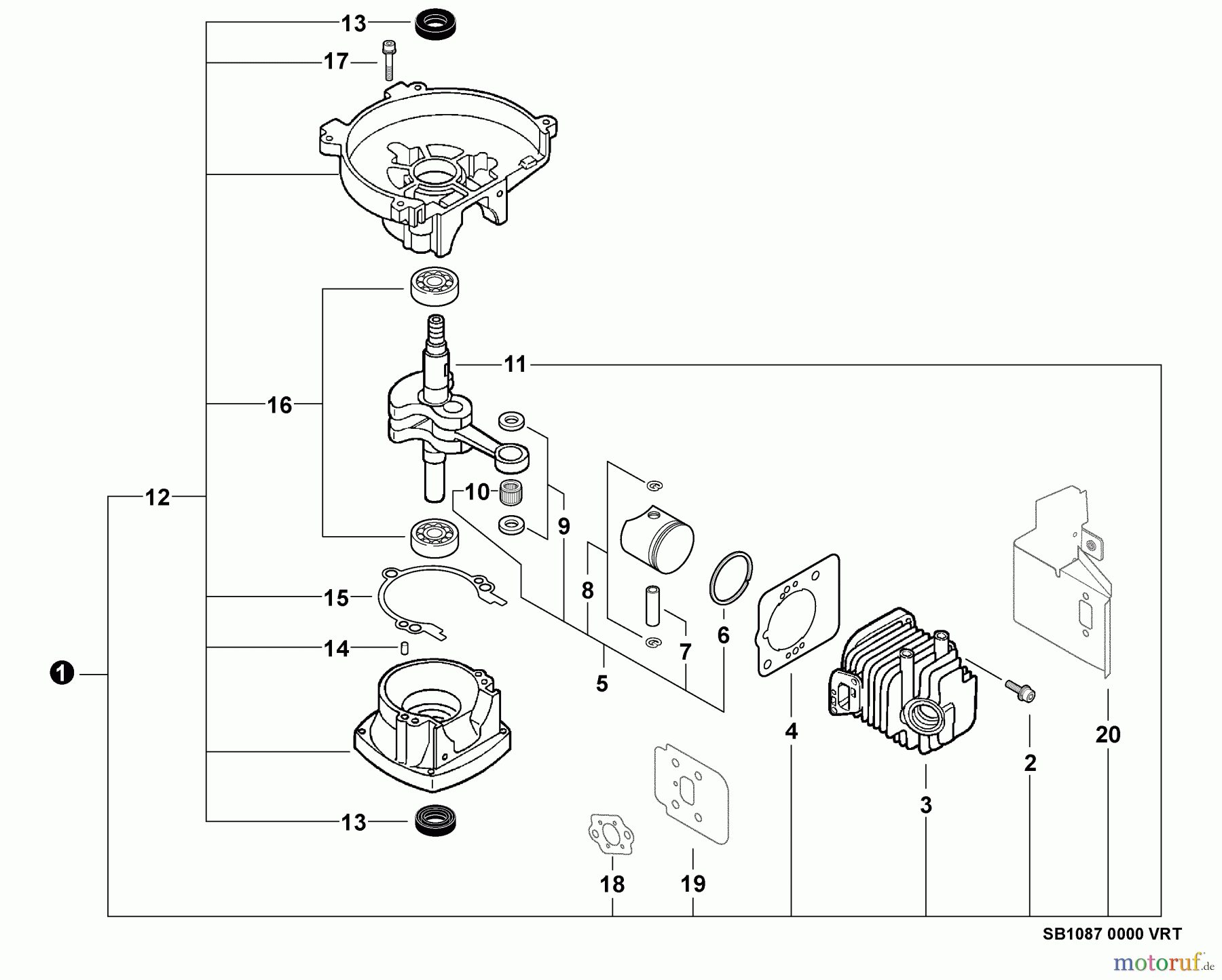 Echo Motorhacken / Kultivierer TC-210i - Echo Tiller/Cultivator, S/N: 10001001 - 10999999 Engine, Short Block -- SB1087